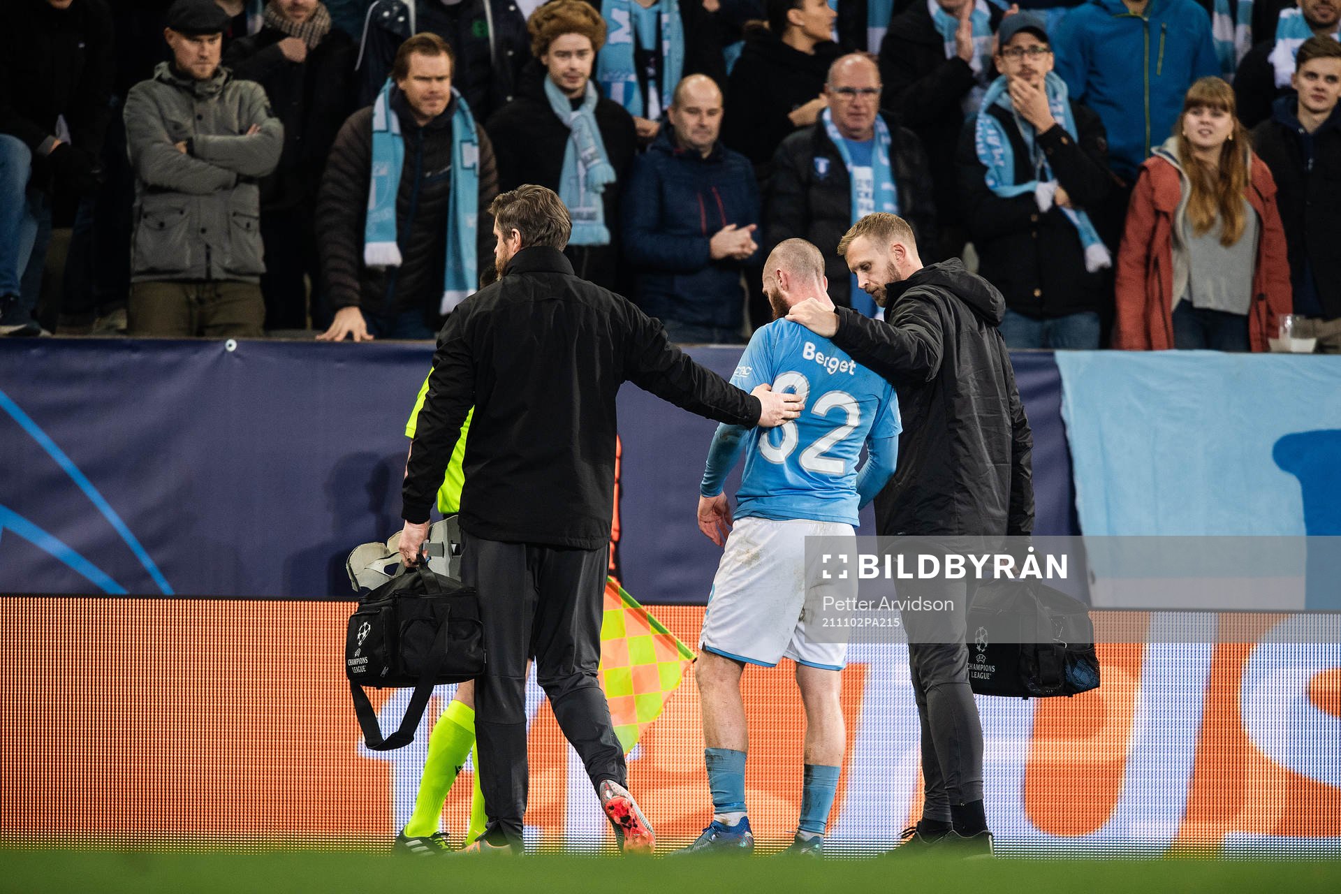 Jo Inge Berget of Malmö FF recieves medical attention