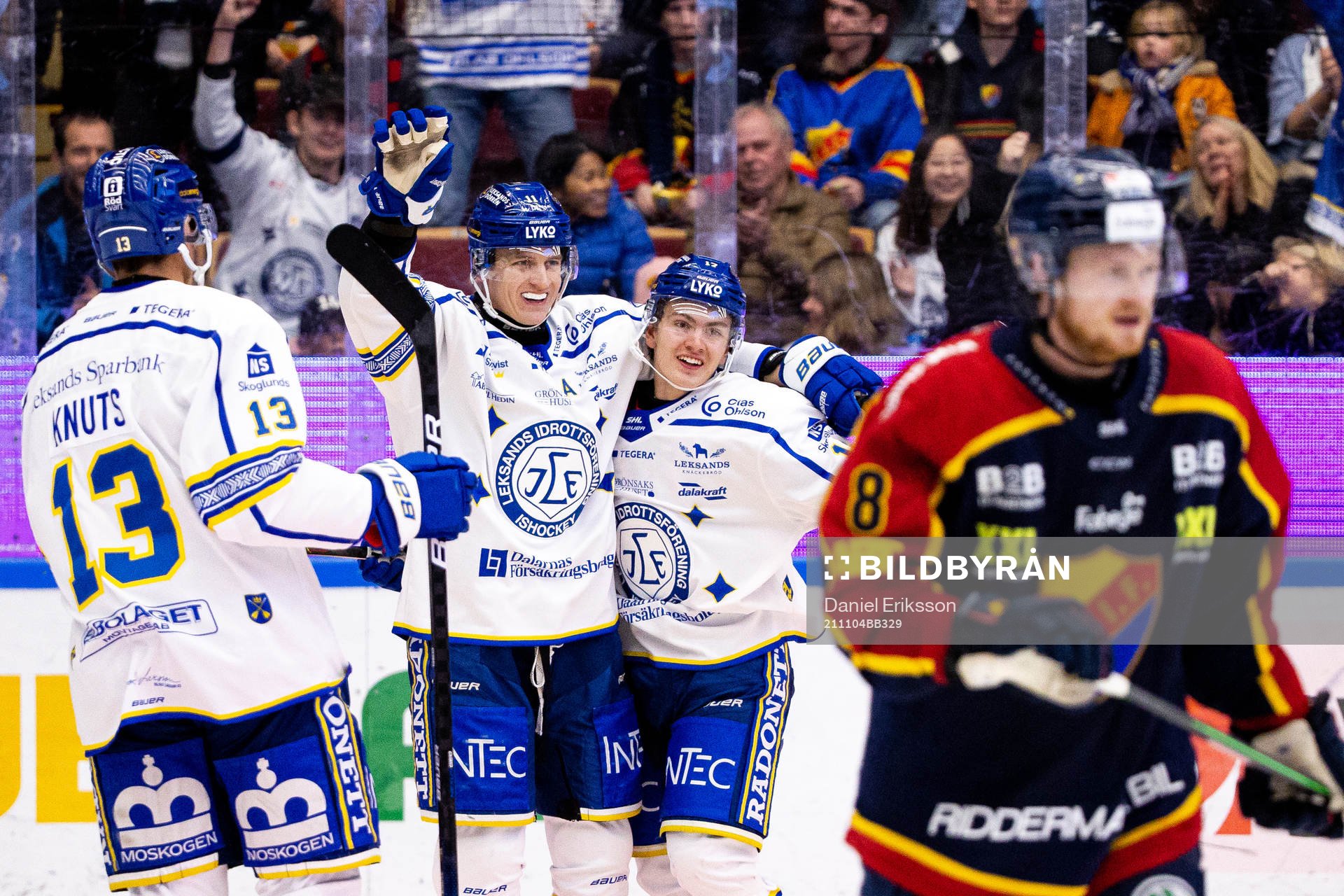 Leksands Jon Knuts , Martin Karlsson och Erik Hedlund jublar