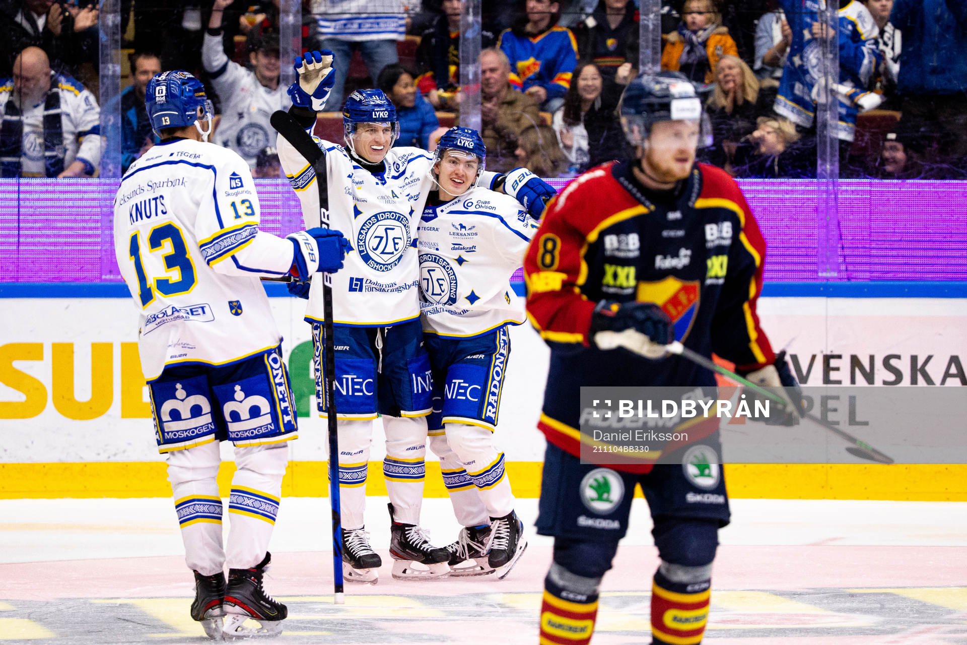 Leksands Jon Knuts , Martin Karlsson och Erik Hedlund jublar