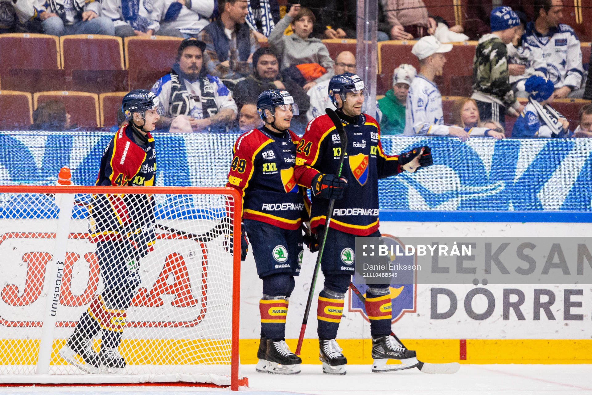 Djurgårdens Rhett Rakhshani och Ludvig Rensfeldt jublar