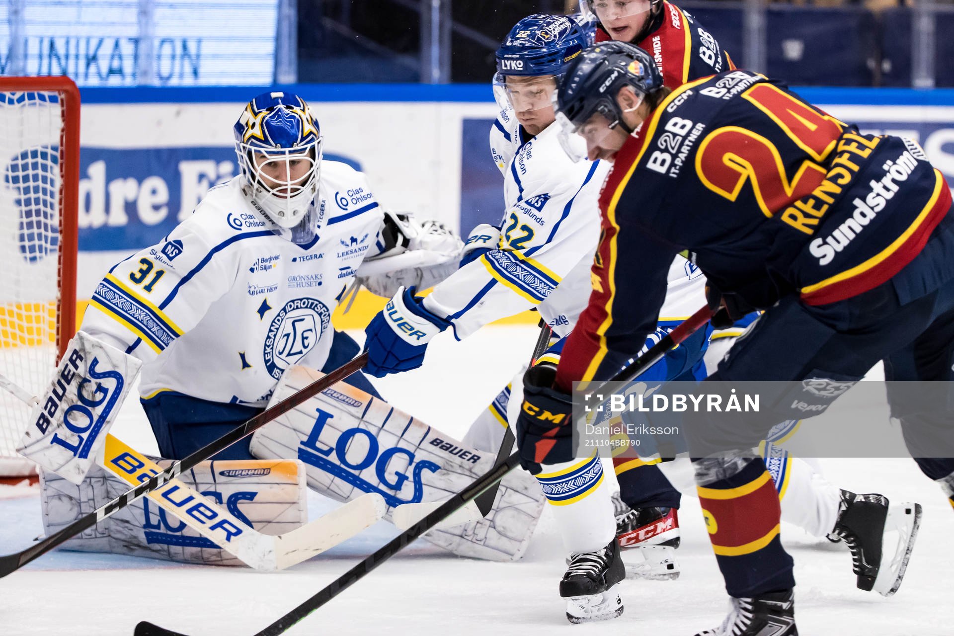 Leksands målvakt Kasimir Kaskisuo och Tobias Ekberg
