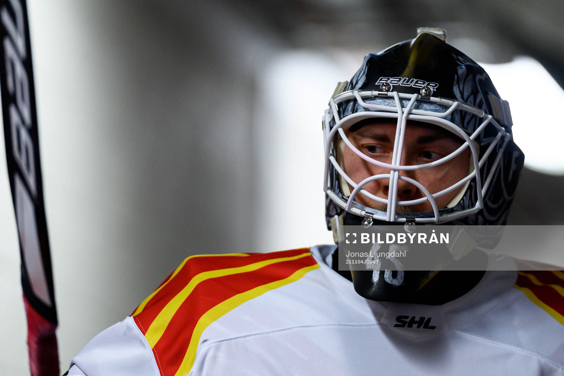 Brynäs målvakt Viktor Andrén före ishockeymatchen i SHL