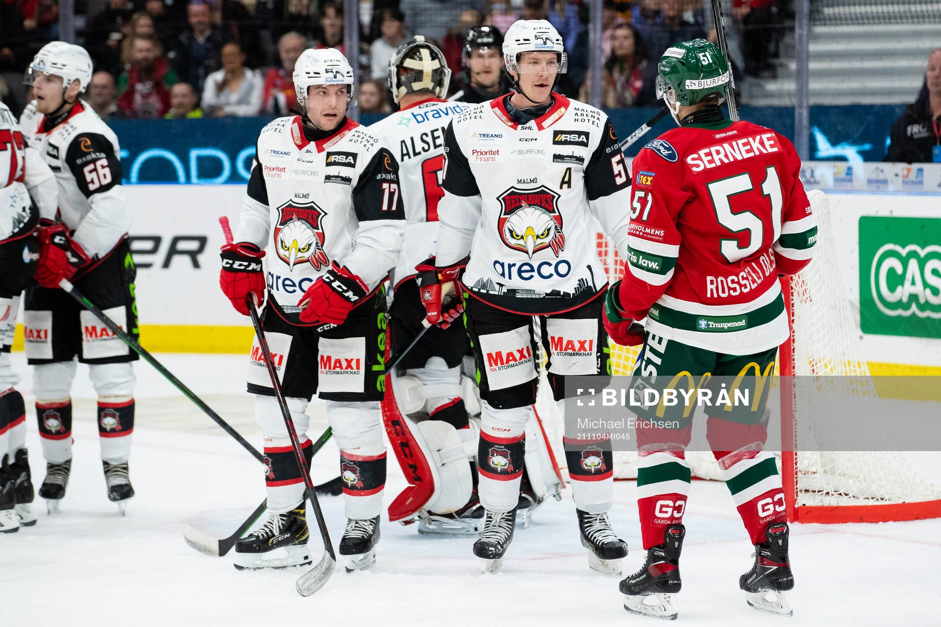 Malmö Redhawks Pathrik Westerholm och Emil Sylvegård och