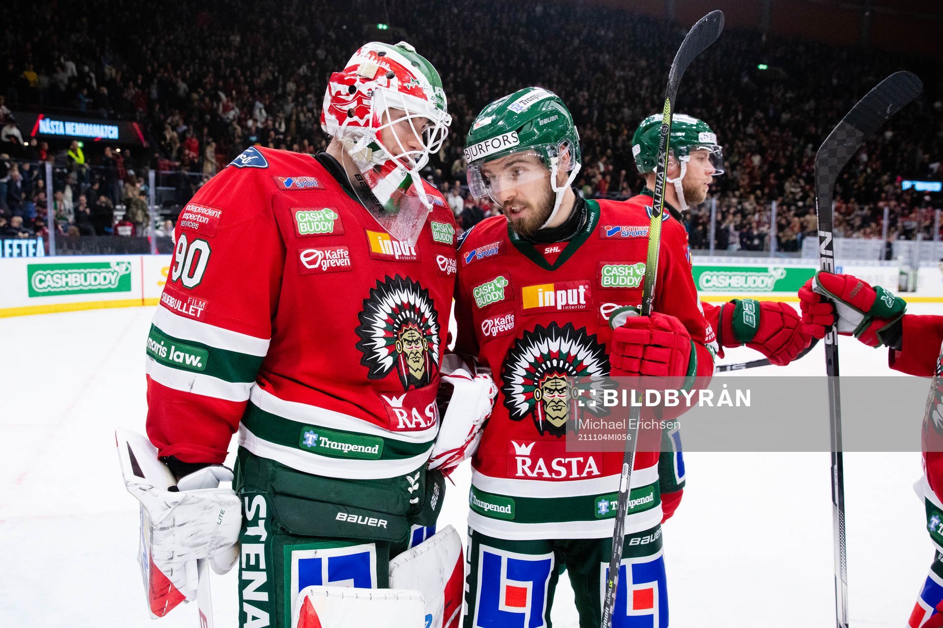 Frölundas målvakt Matthew Tomkins och Michael Spacek