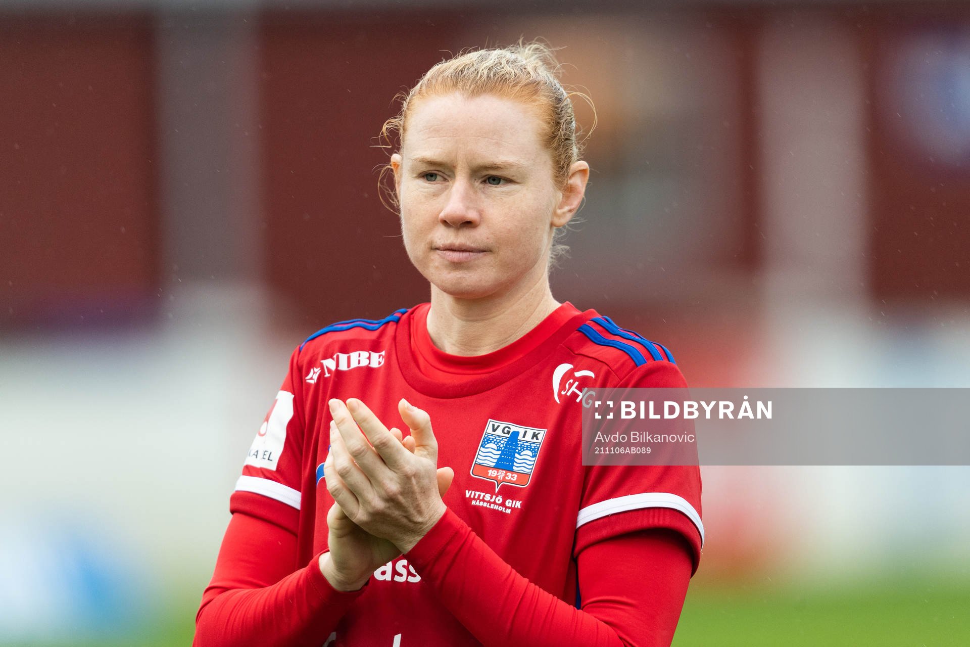 Vittsjös Clare Polkinghorn under fotbollsmatchen i Damallsvenskan mellan Vittsjö och Örebro den 6 november 2021 i Vittsjö. 