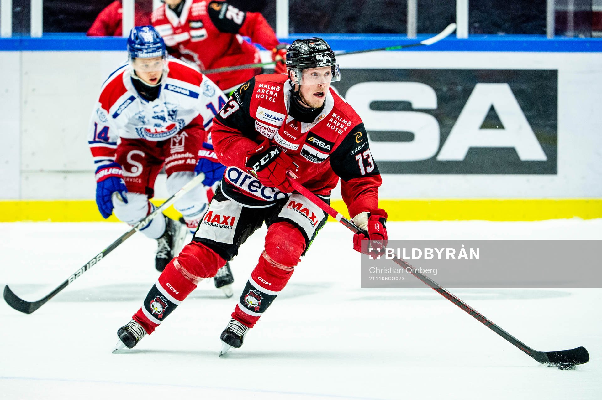 Malmö Redhawks Kalle Östman mot Oskarshamns Mikkel