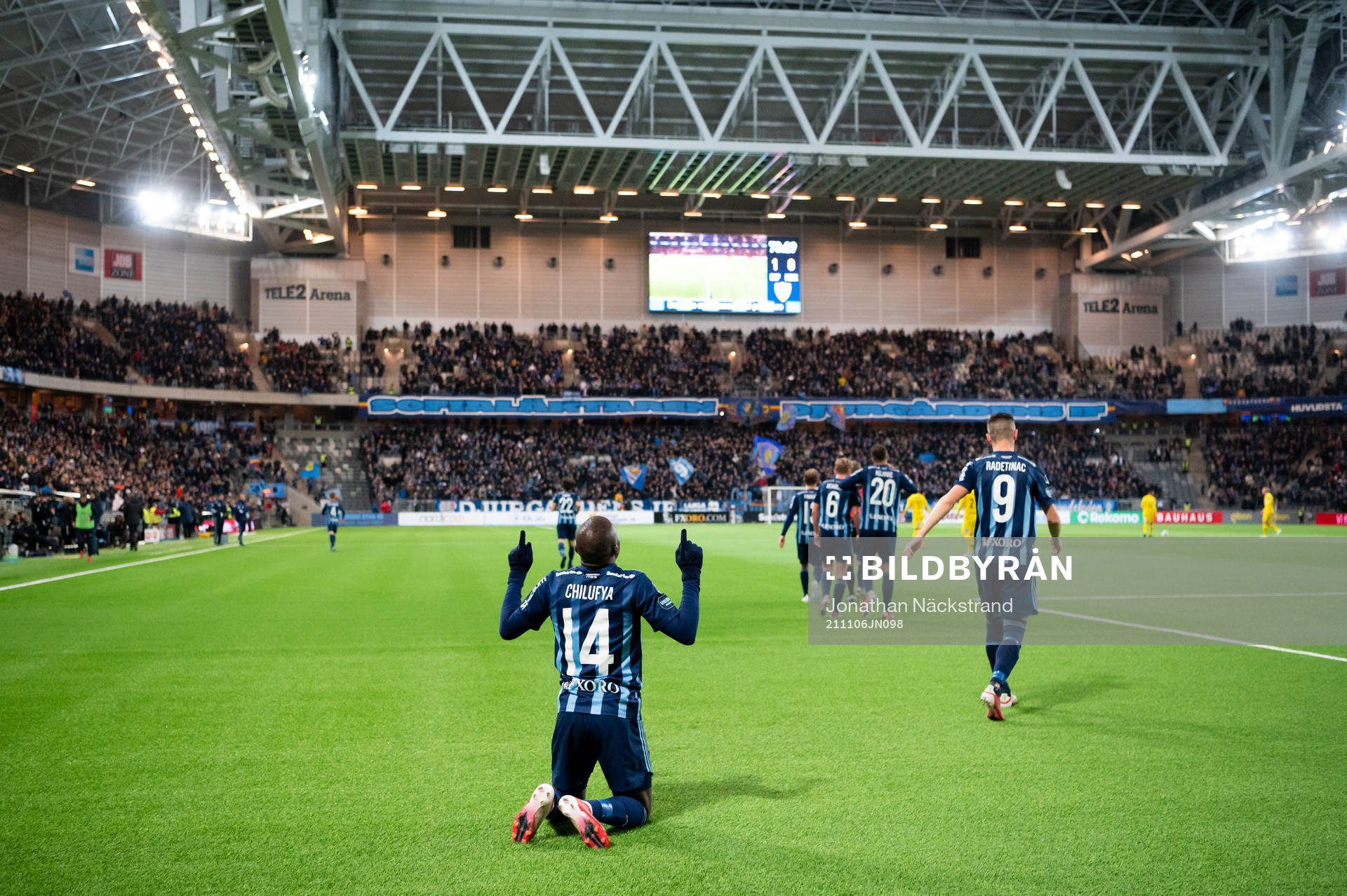 Djurgårdens Edward Chilufya jublar