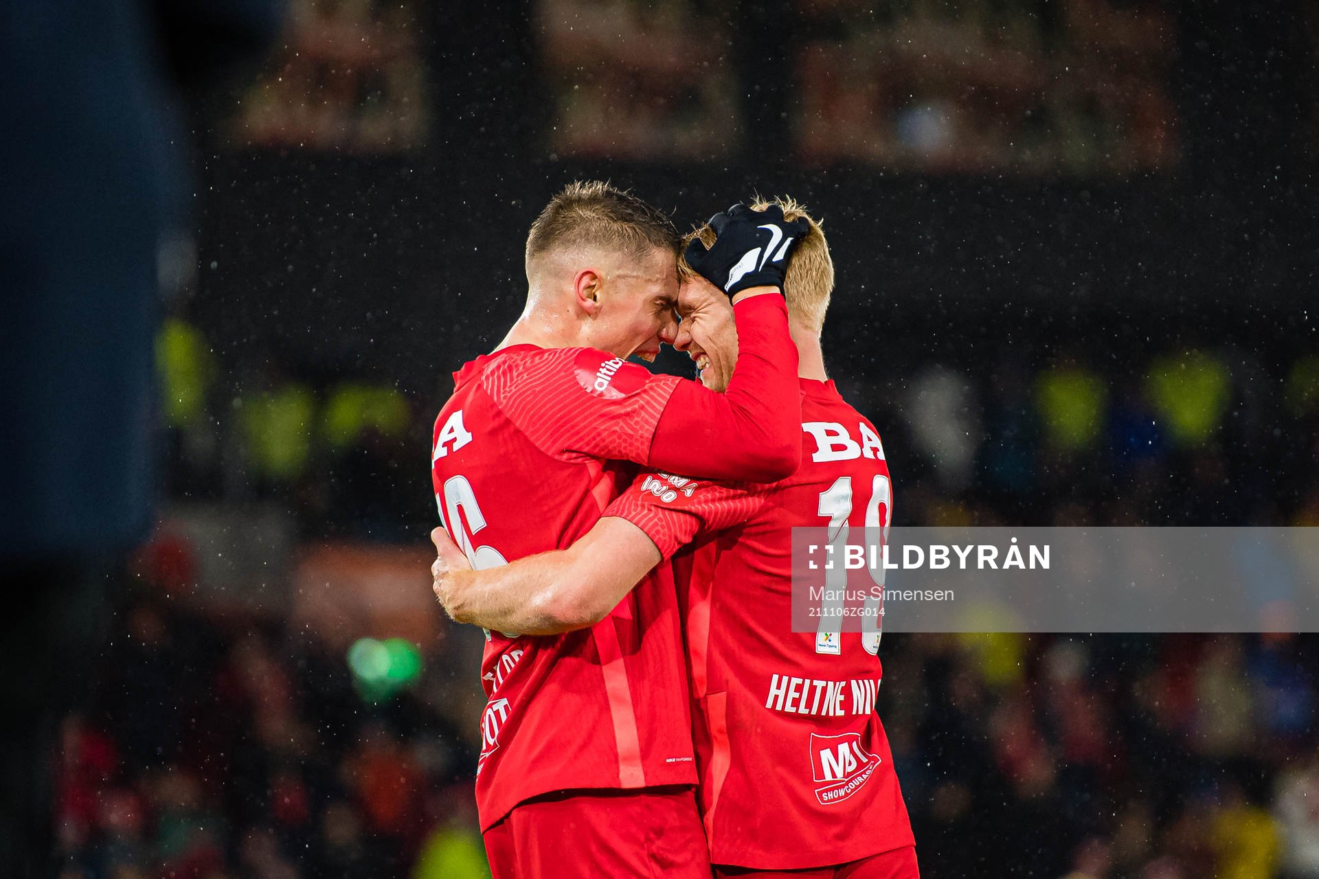 Robert Thomas Taylor of Brann celebrates with Sivert Heltne