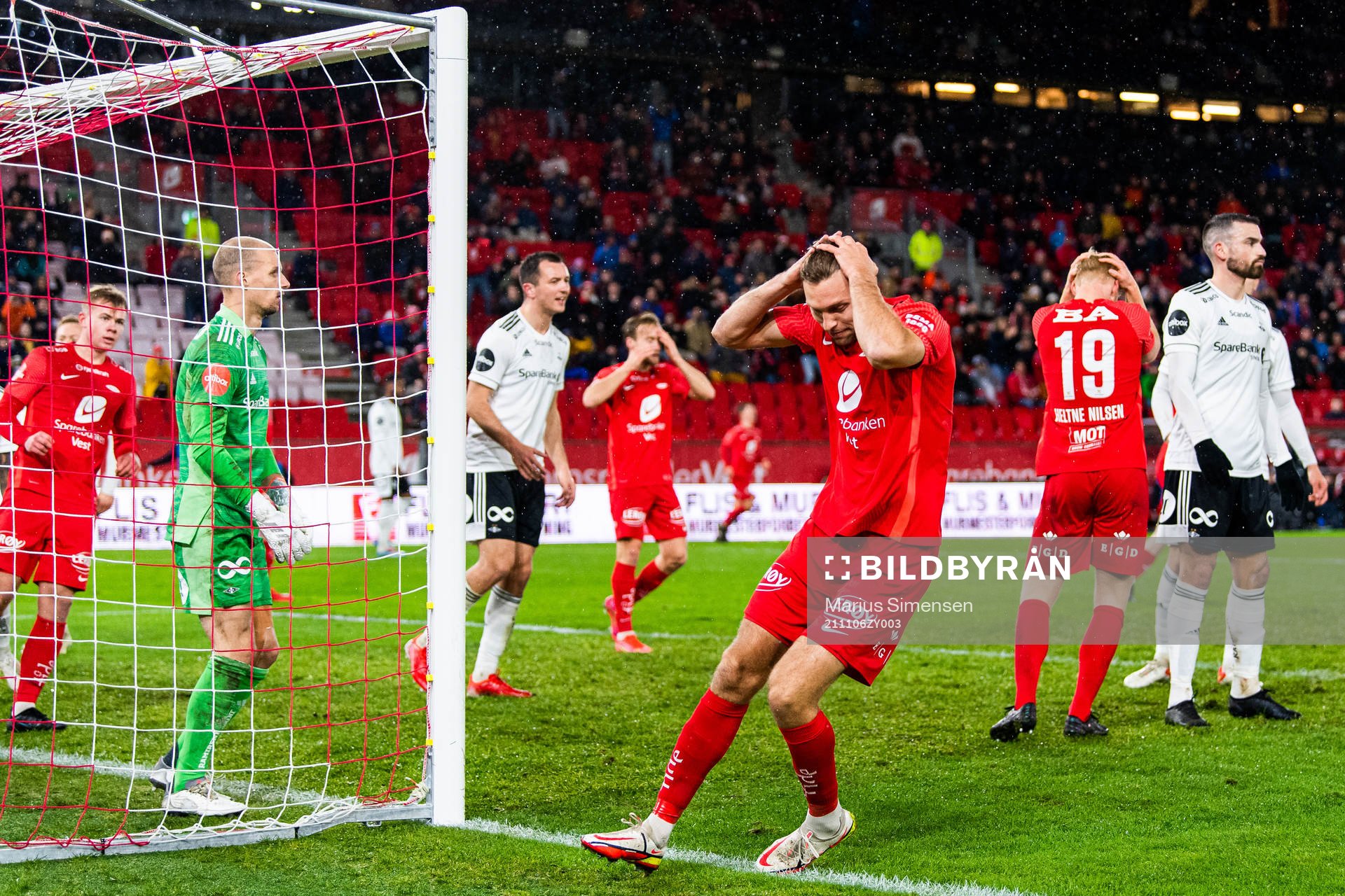 Runar Hove of Brann looks dejected