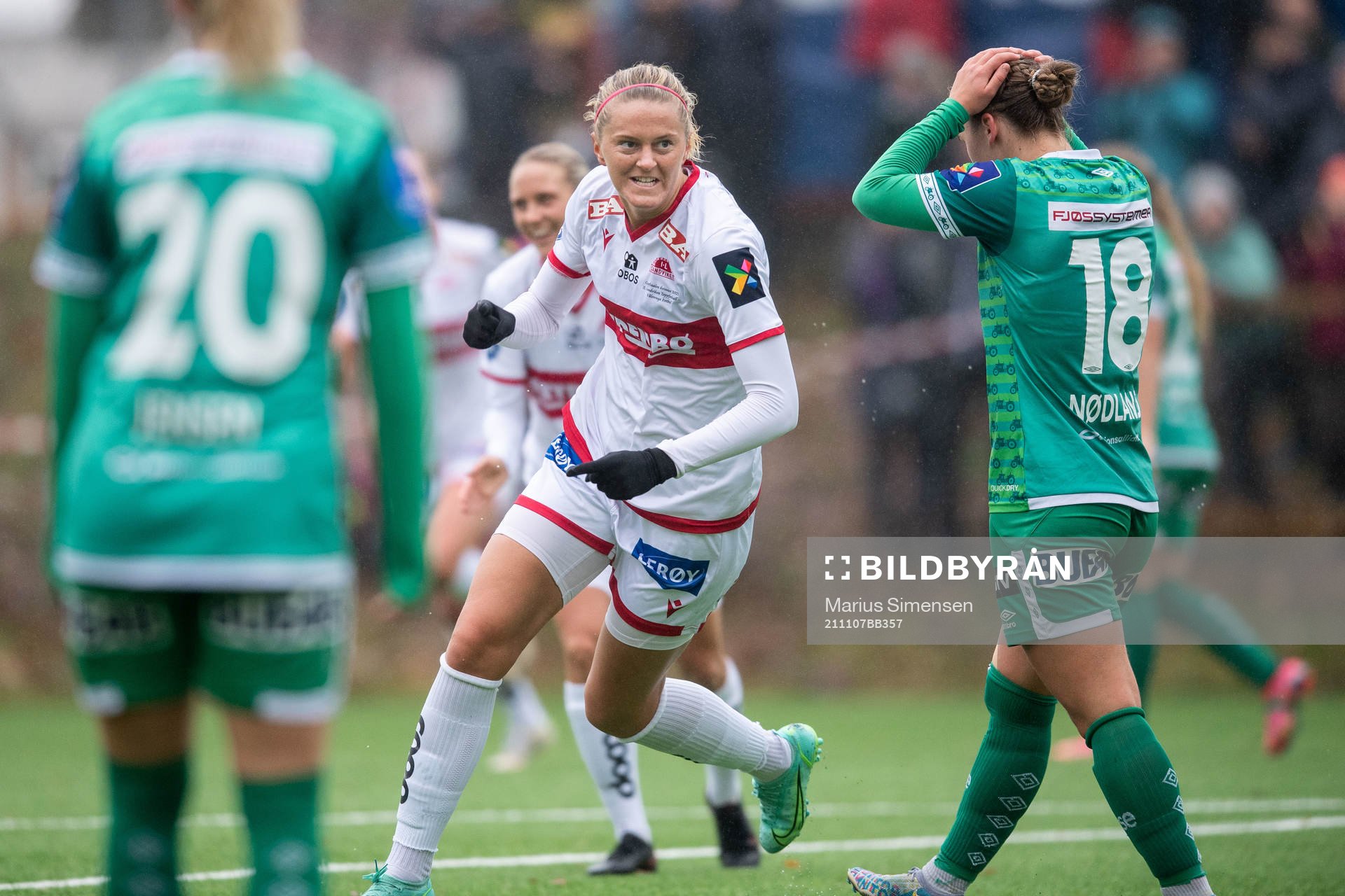 Maria Dybwad Brochmann of Sandviken celebrates 3-0