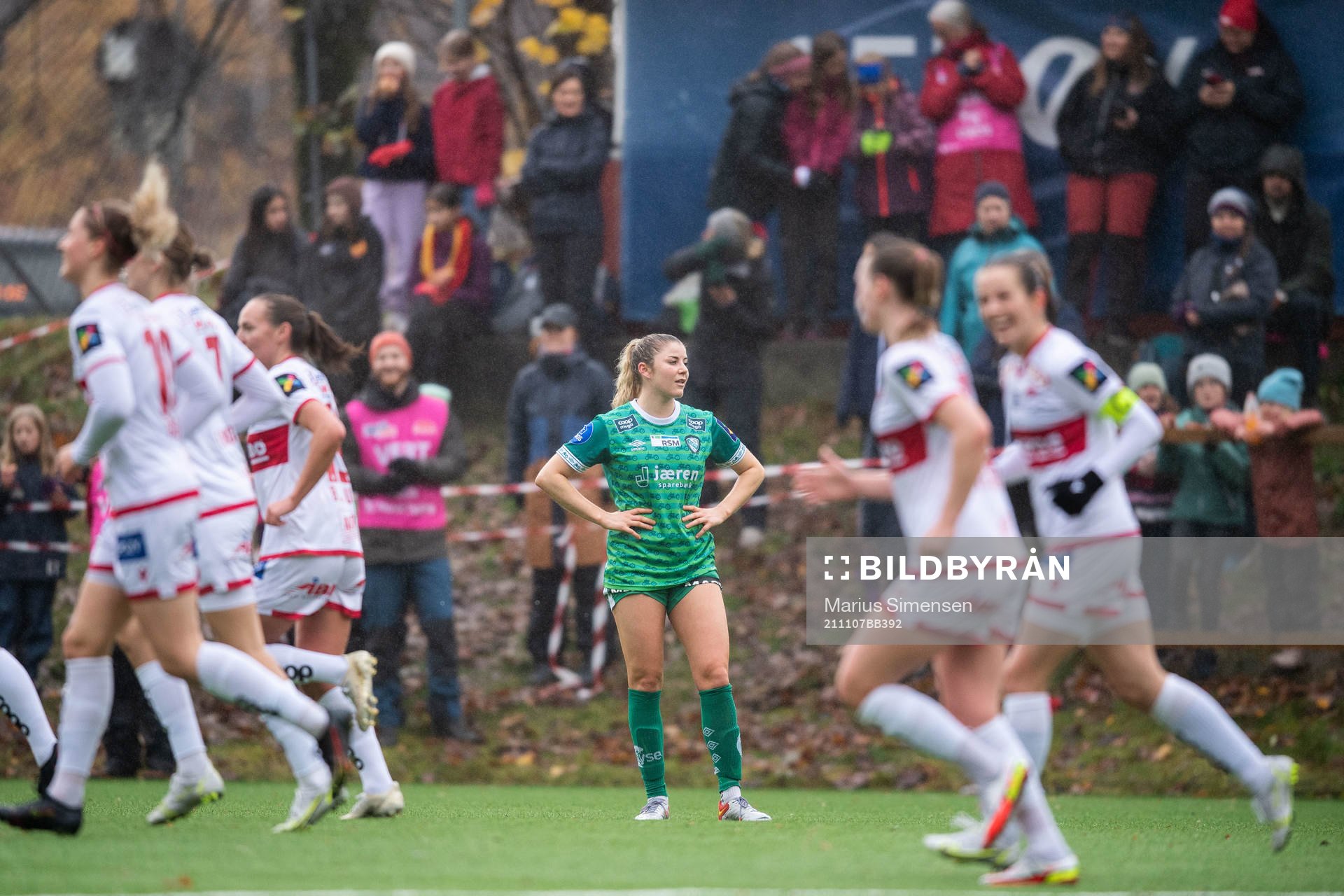Erin Marie Greening of Klepp looks dejected