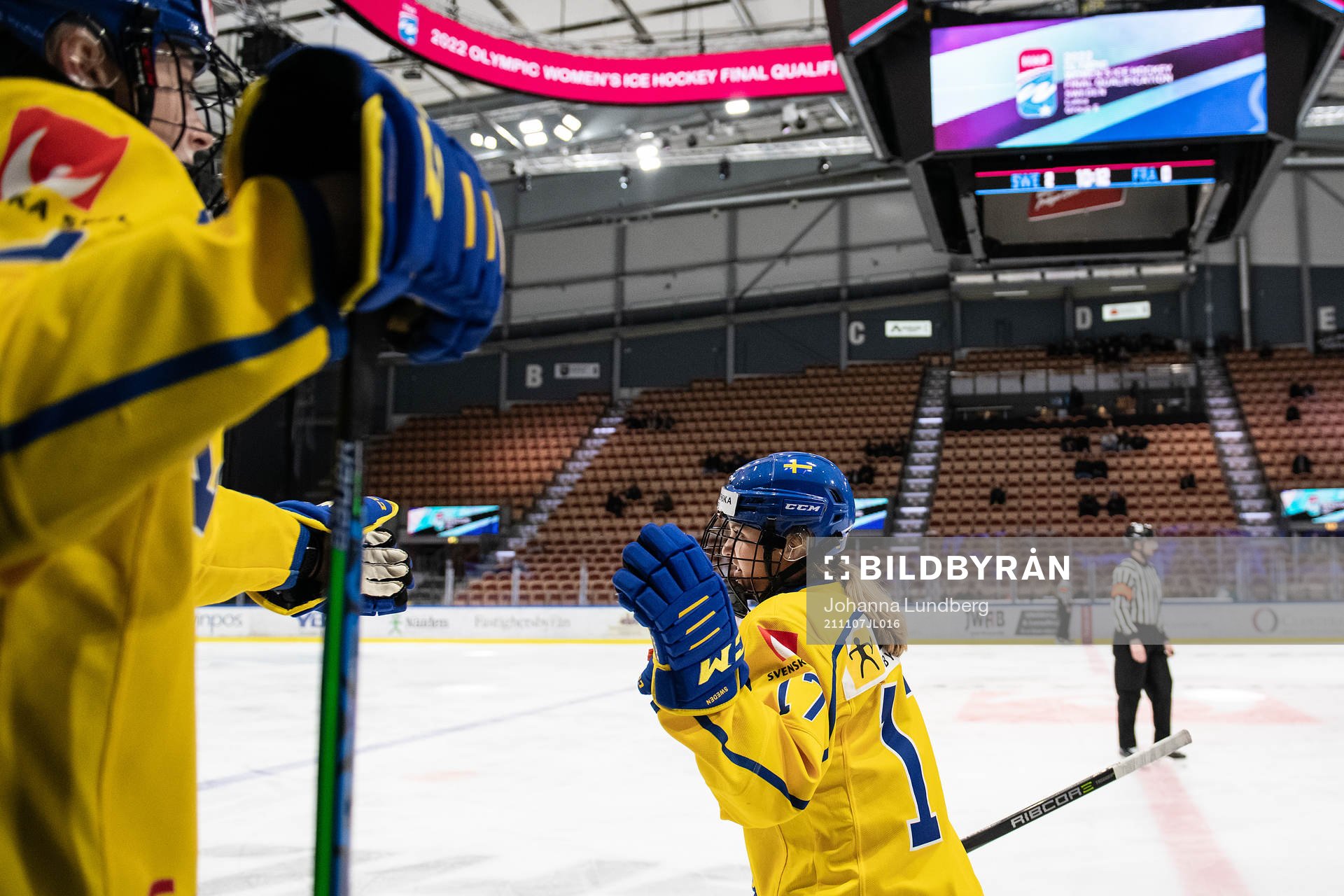 Sofie Lundin of Sweden celebrates scoring 3-0