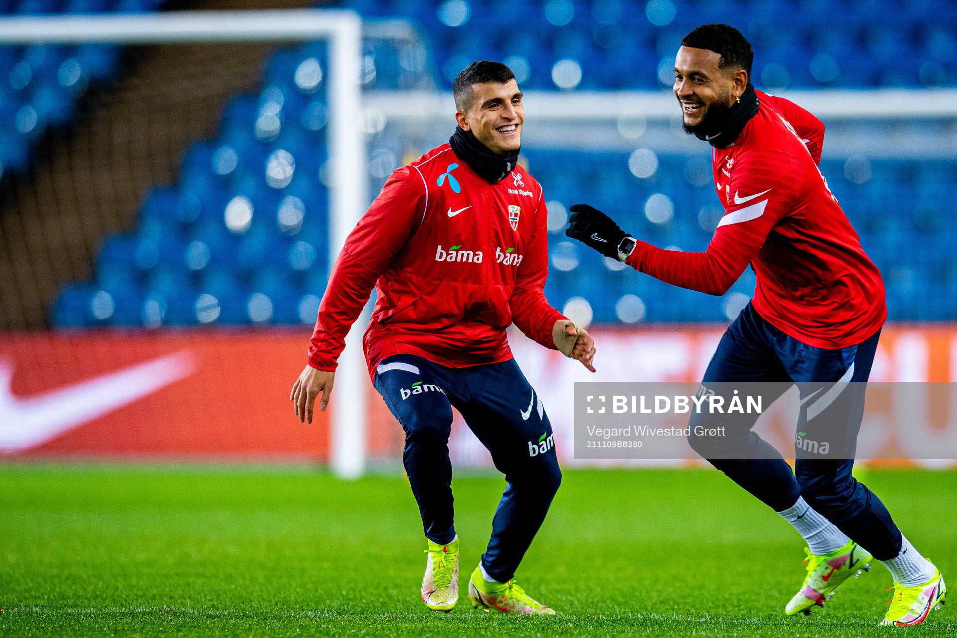 Mohamed Elyounoussi and Joshua King of the Norwegian