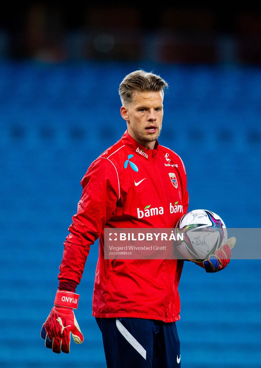 Goalkeeper Ørjan Håskjold Nyland of the Norwegian