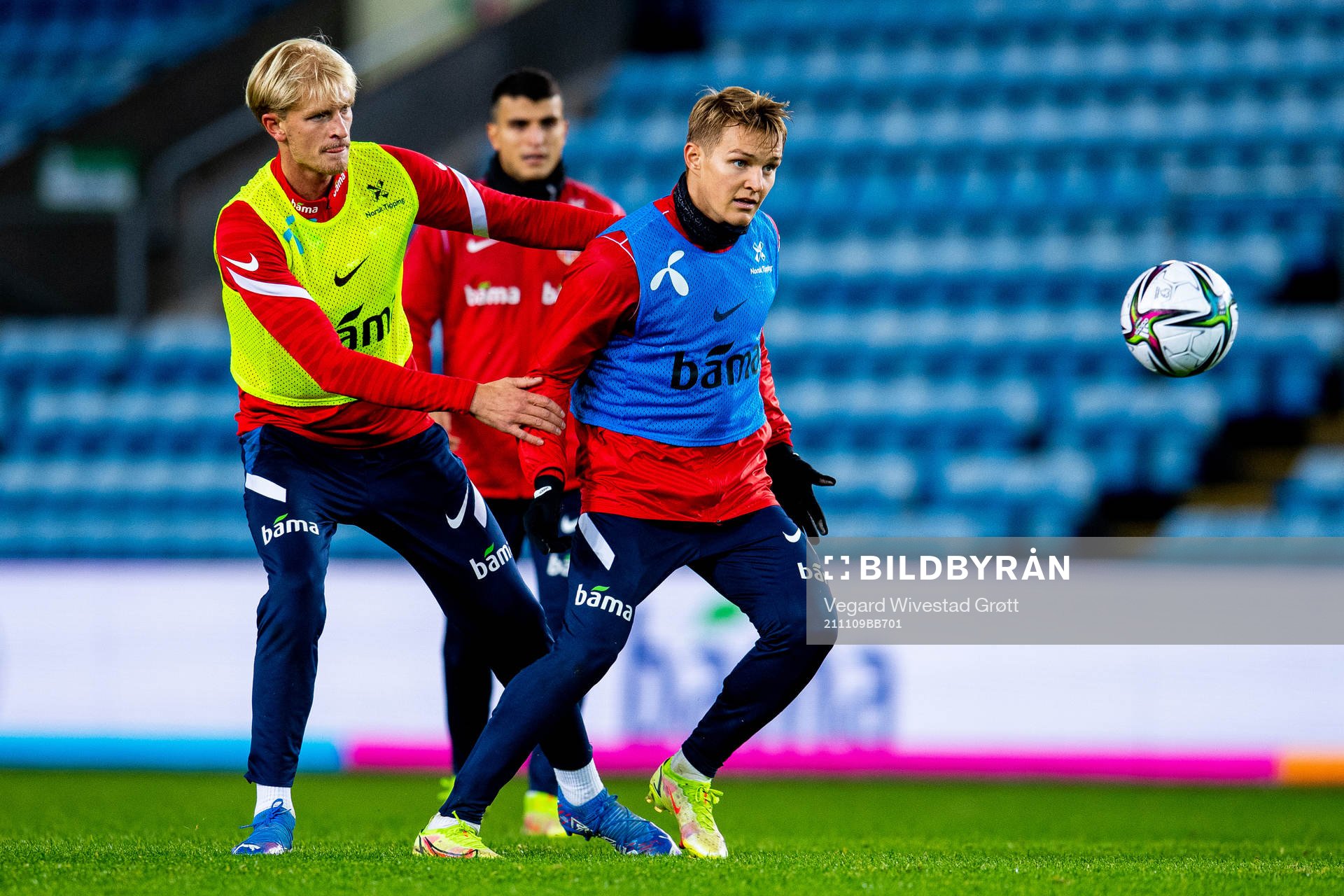 Morten Thorsby and Martin Ødegaard of the Norwegian