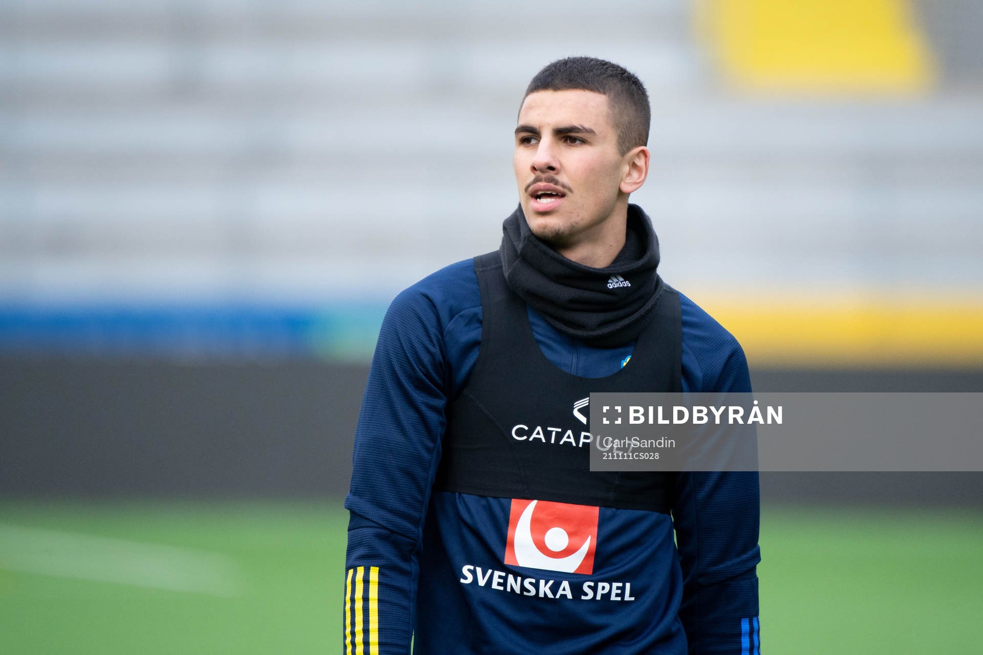 Hussein Ali under en träning med det svenska U21-landslaget den 11 november 2021 i Borås. 
