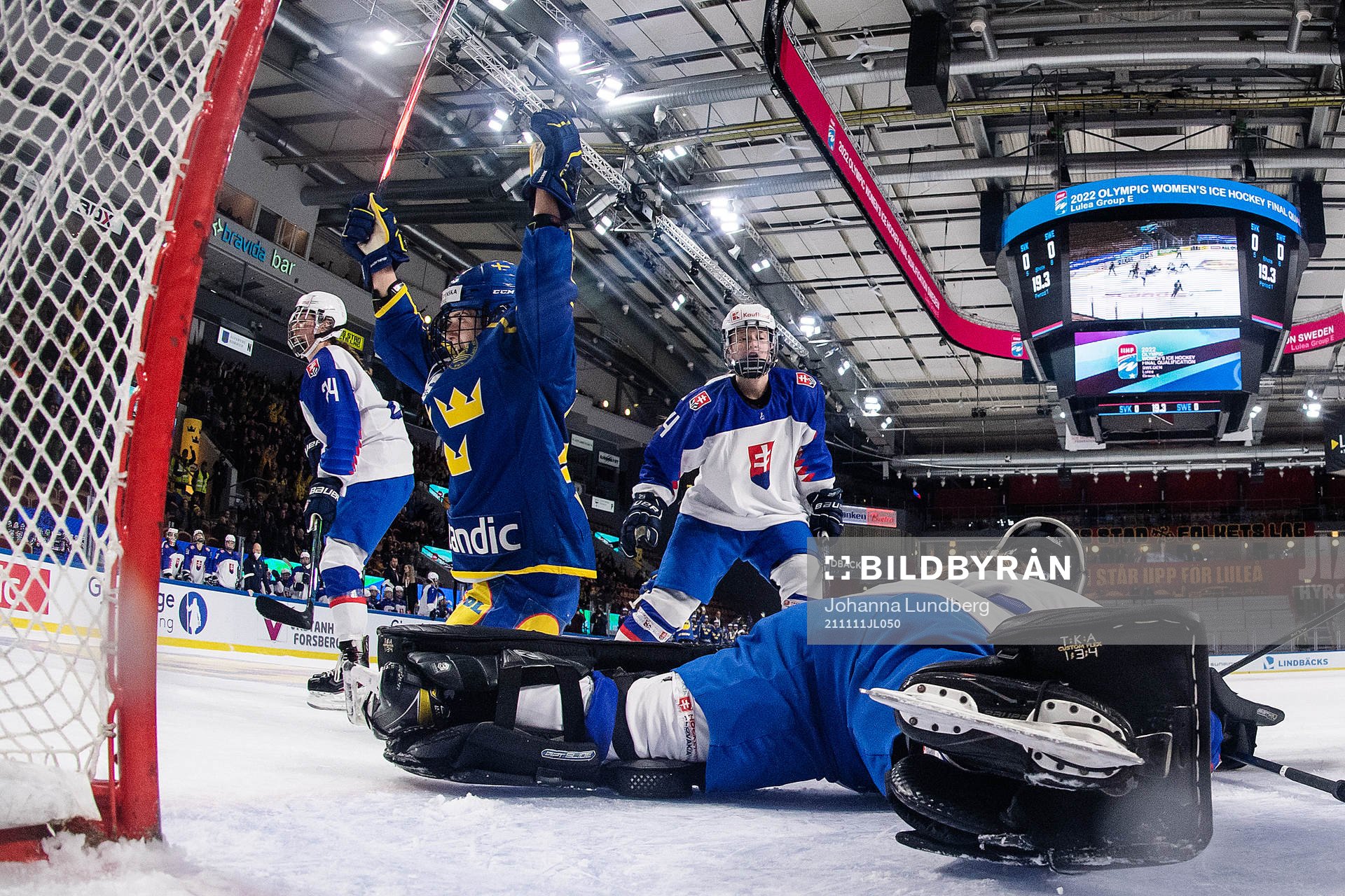 Emma Nordin of Sweden celebrates scoring 0-1