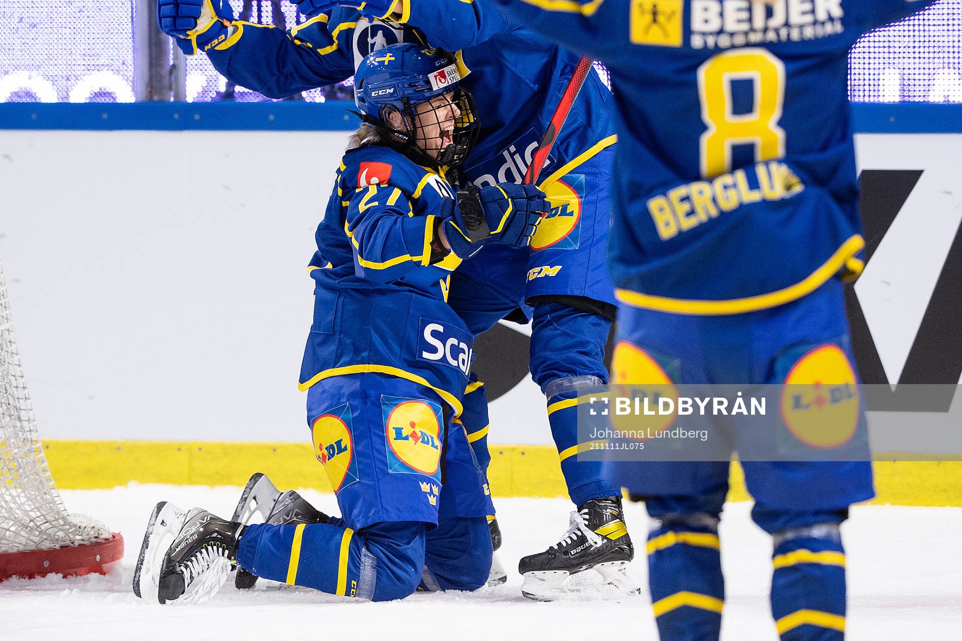 Emma Nordin of Sweden celebrates scoring 0-1