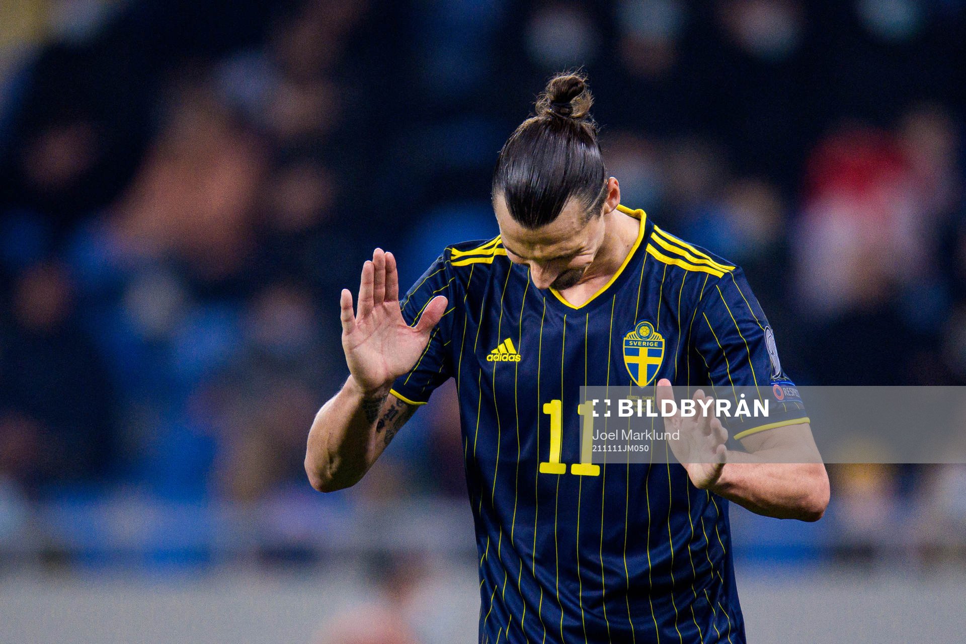 Zlatan Ibrahimovic of Sweden looks dejected