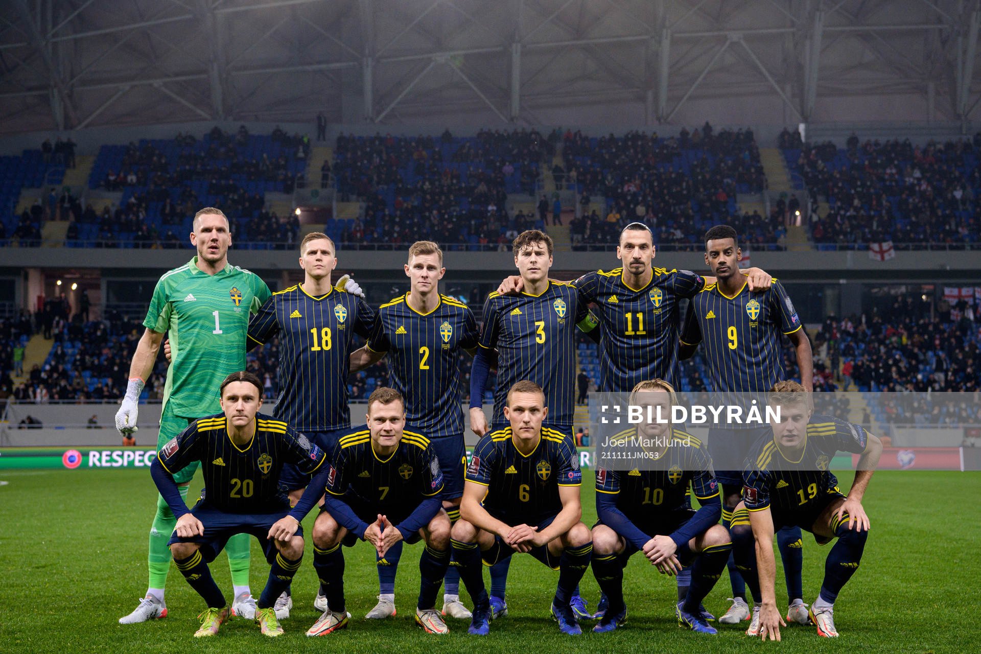 The starting eleven of Sweden pose for a team photo