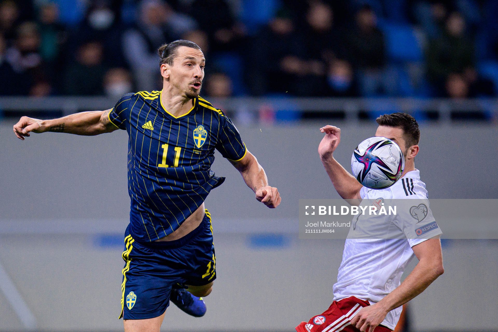 Zlatan Ibrahimovic of Sweden and David Khocholava of Georgia