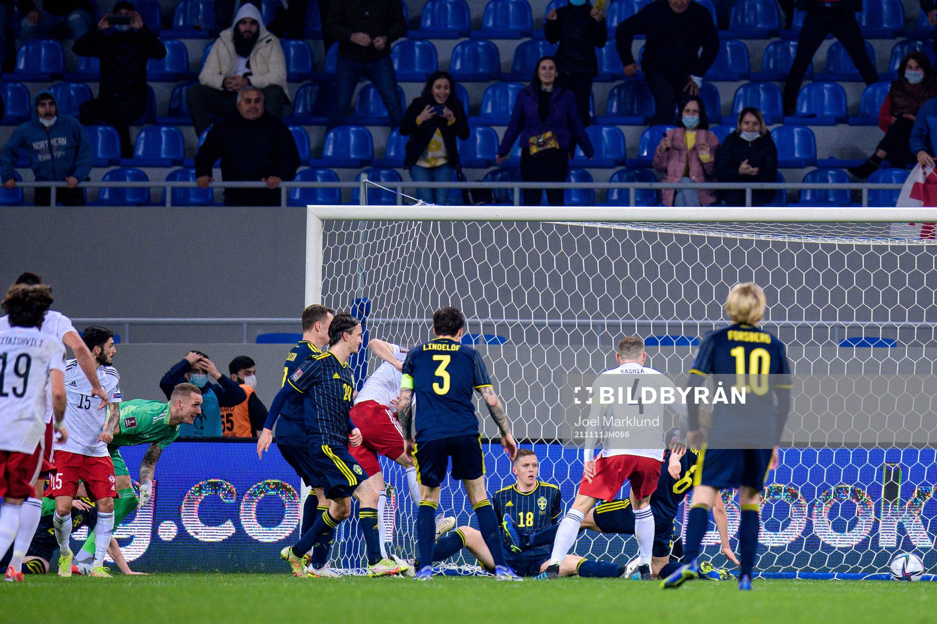 Irakli Azarov of Georgia scores the 1-0 goal behind
