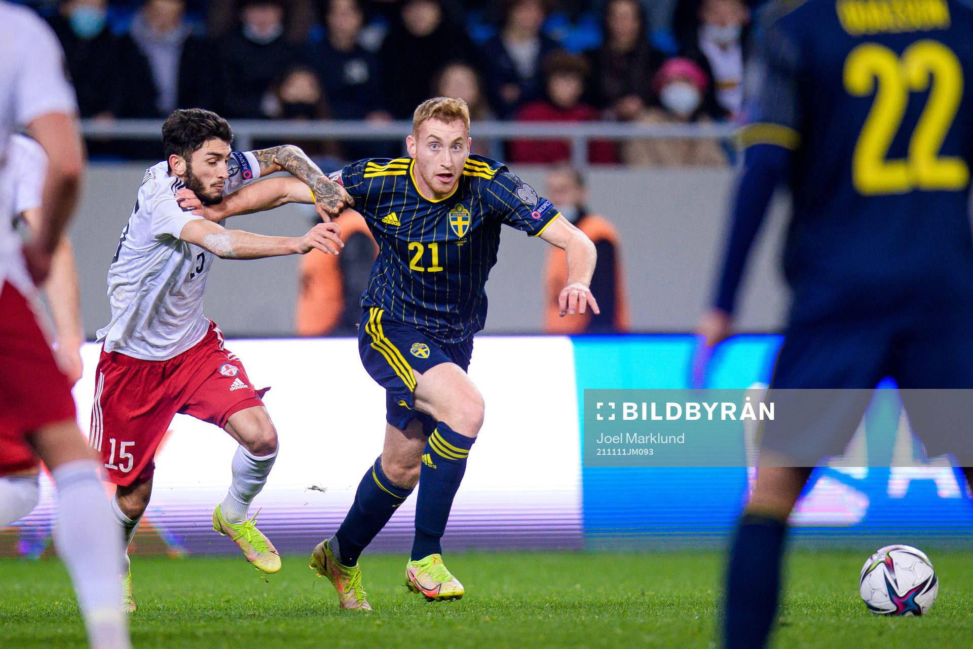 Irakli Azarov of Georgia and Dejan Kulusevski of Sweden