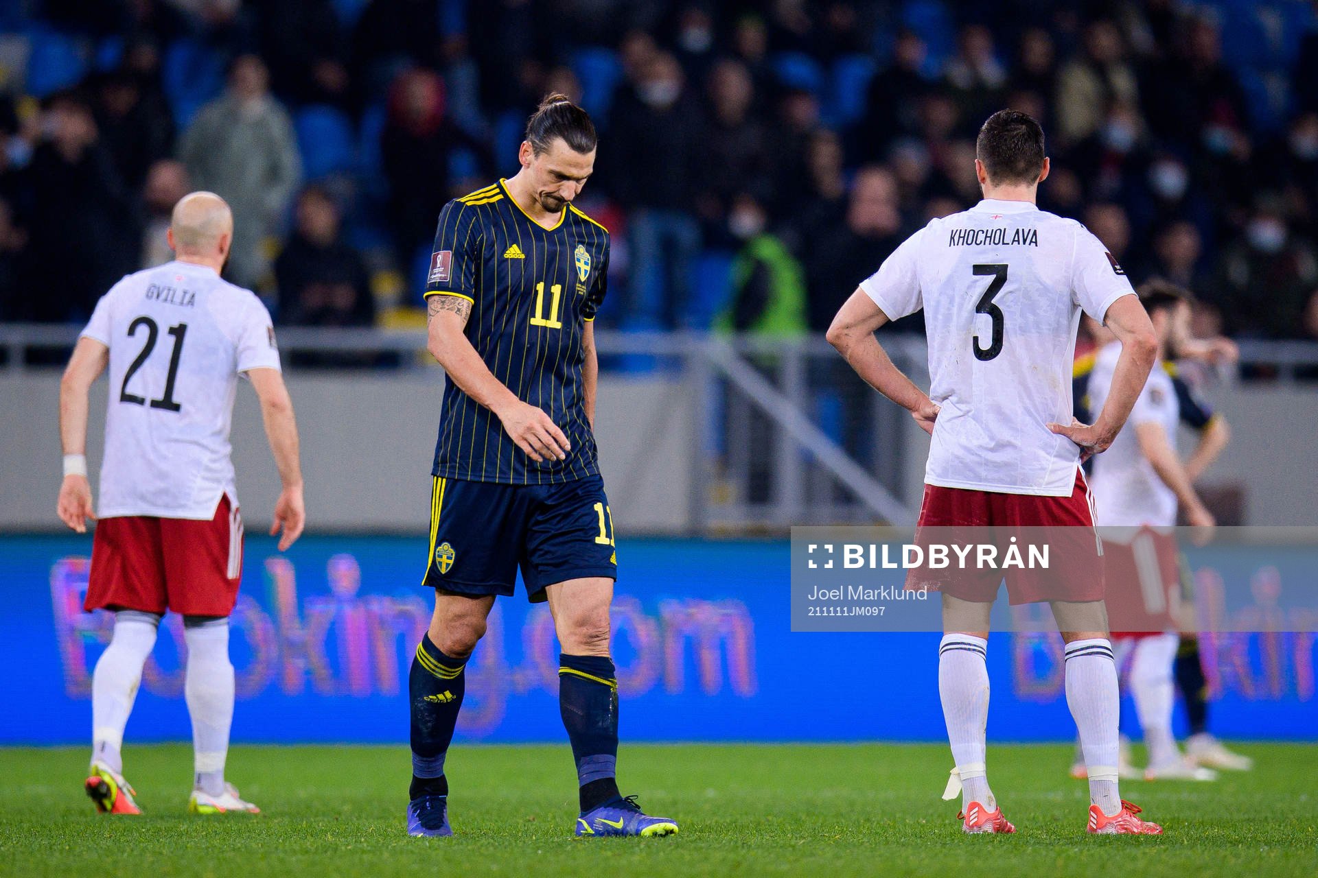 Zlatan Ibrahimovic of Sweden looks dejected