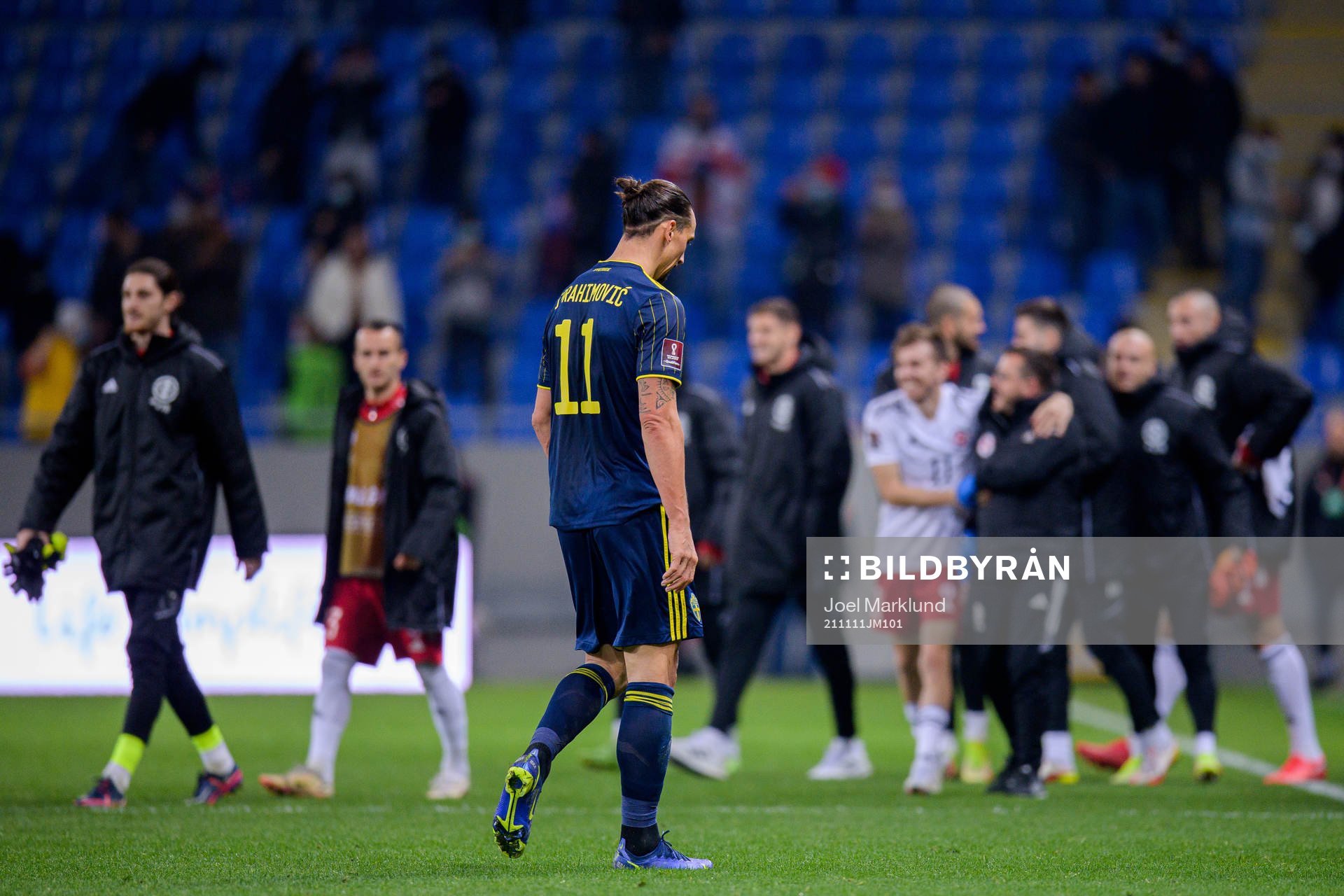 Zlatan Ibrahimovic of Sweden looks dejected