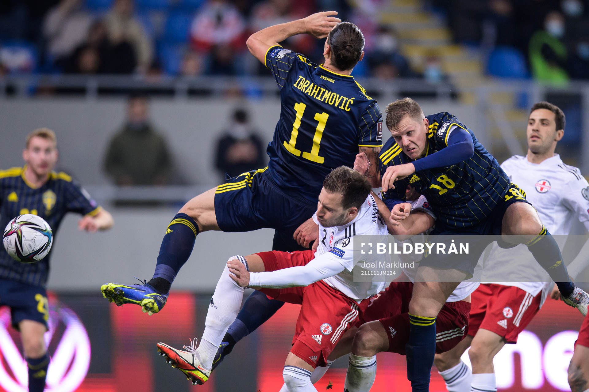 Zlatan Ibrahimovic and Joakim Nilsson of Sweden in action