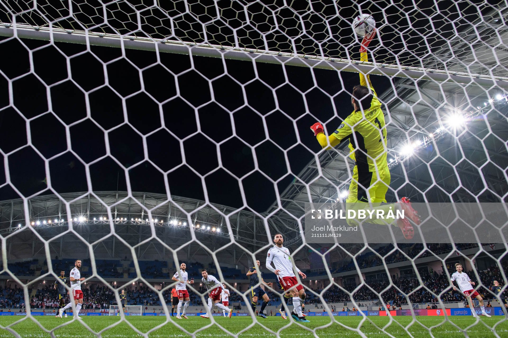 Goalkeeper Giorgi Loria of Georgia makes a save