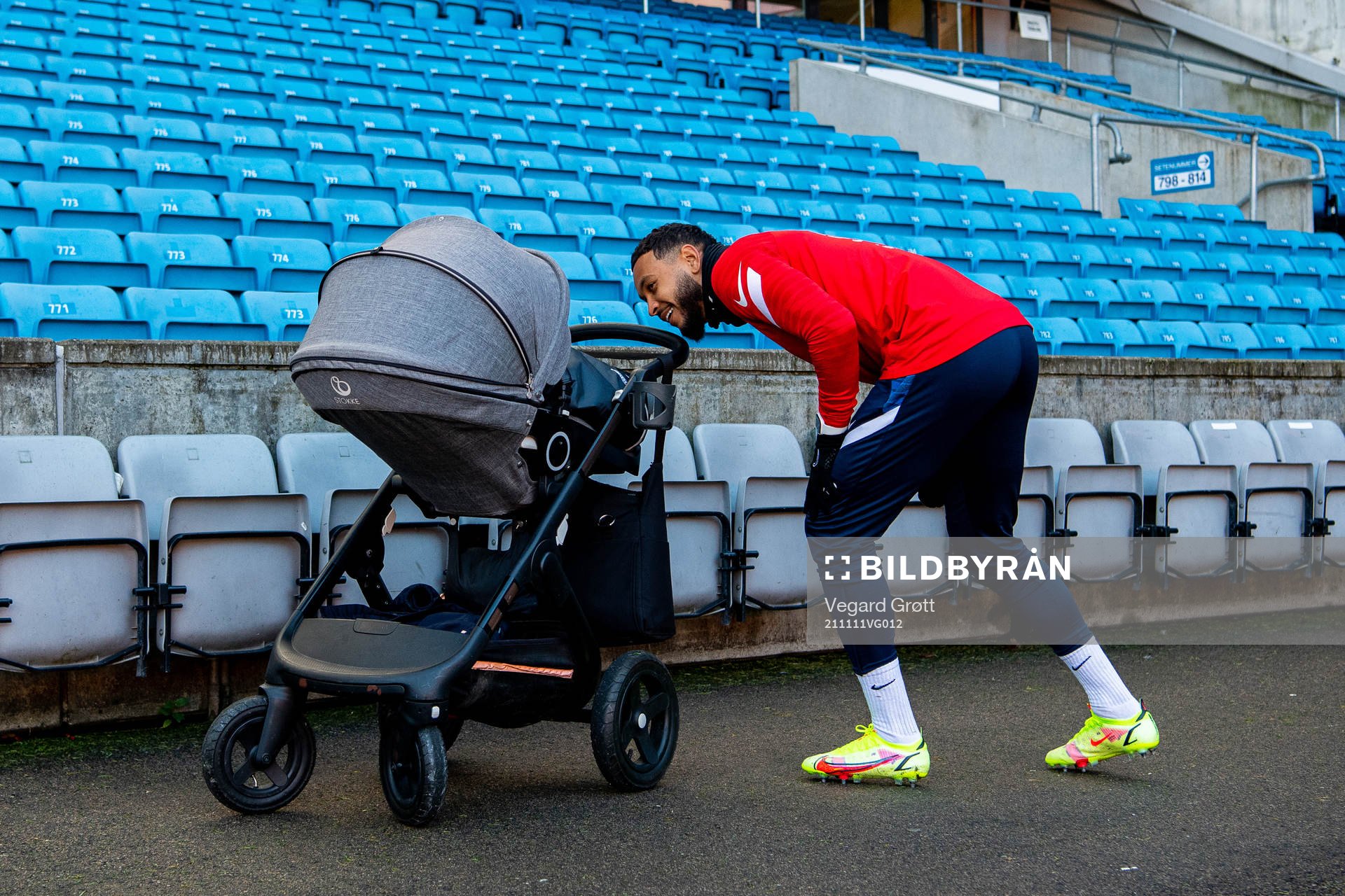 Joshua King of the Norwegian national football team looks
