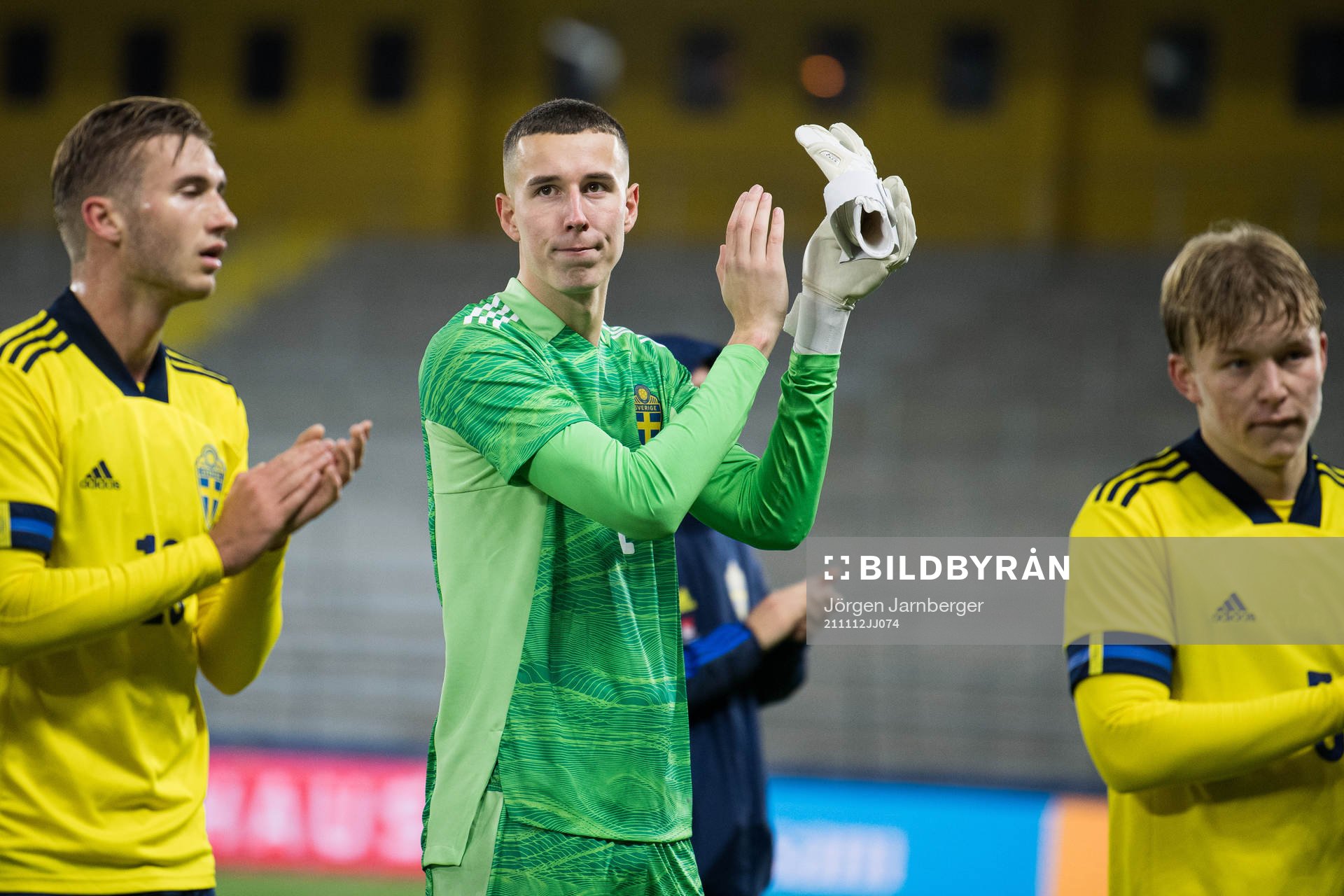 Goalkeeper Samuel Brolin of Sweden celebrates