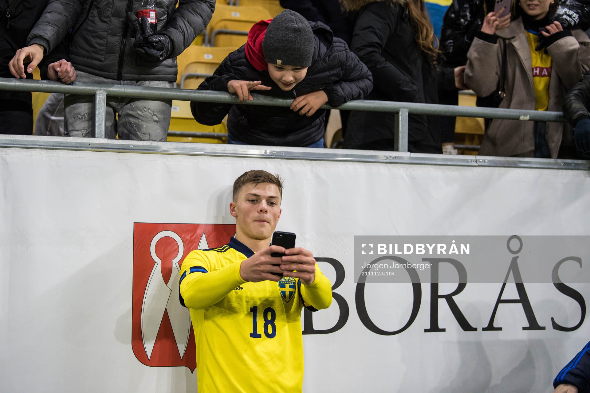 Erik Ring of Sweden celebrates with spectators