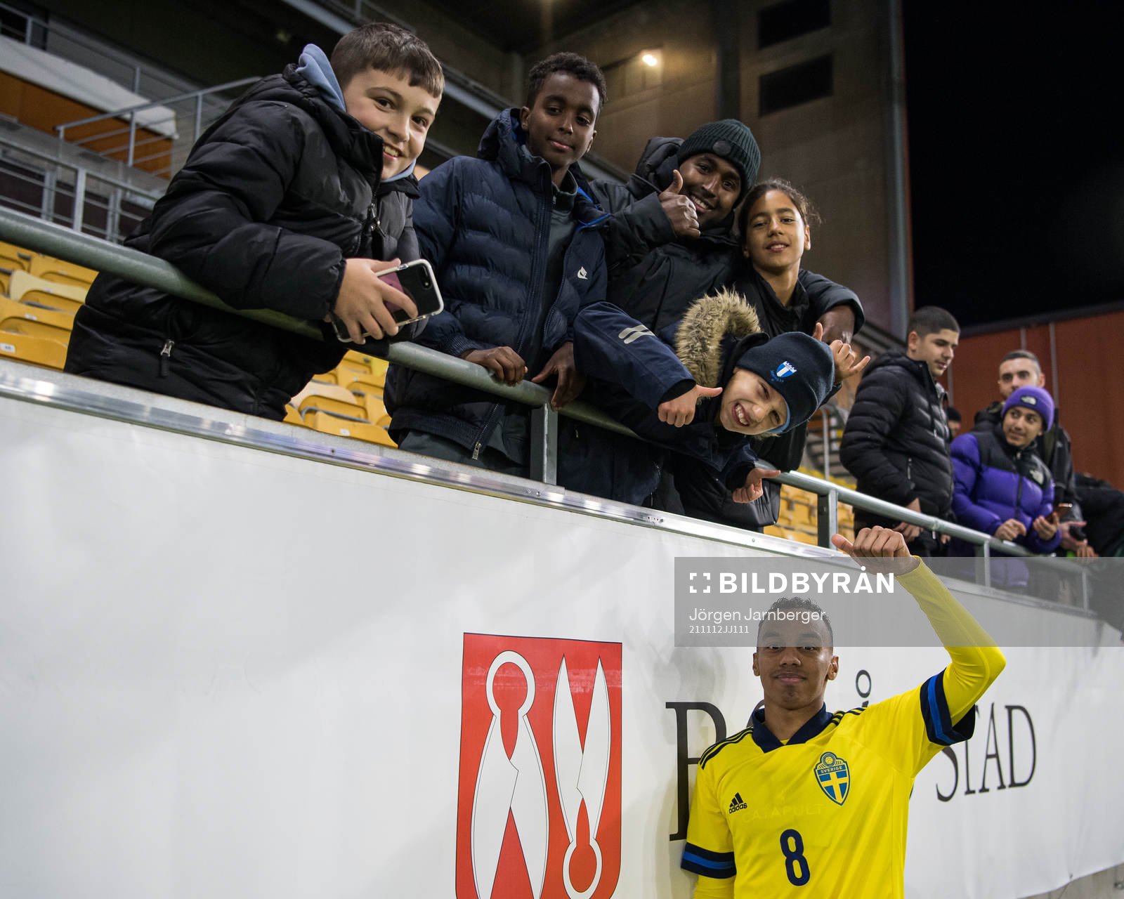 Bilal Hussein of Sweden celebrates with spectators