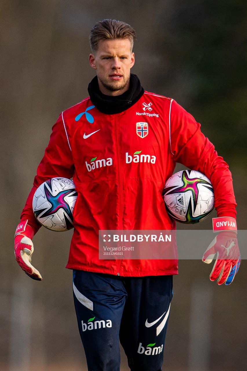 Goalkeeper Ørjan Håskjold Nyland of the Norwegian