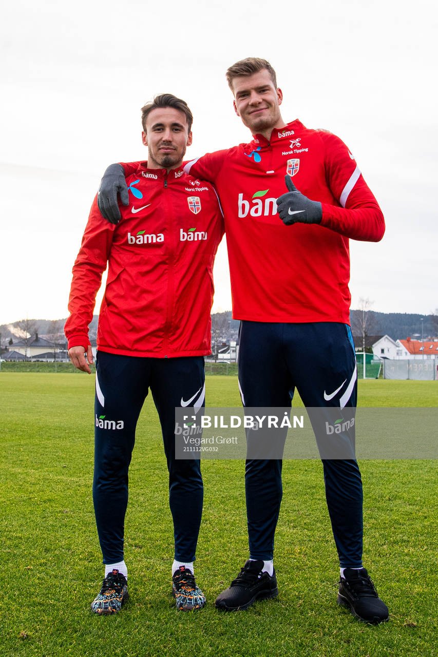 Anders Trondsen and Alexander Sørloth of the Norwegian
