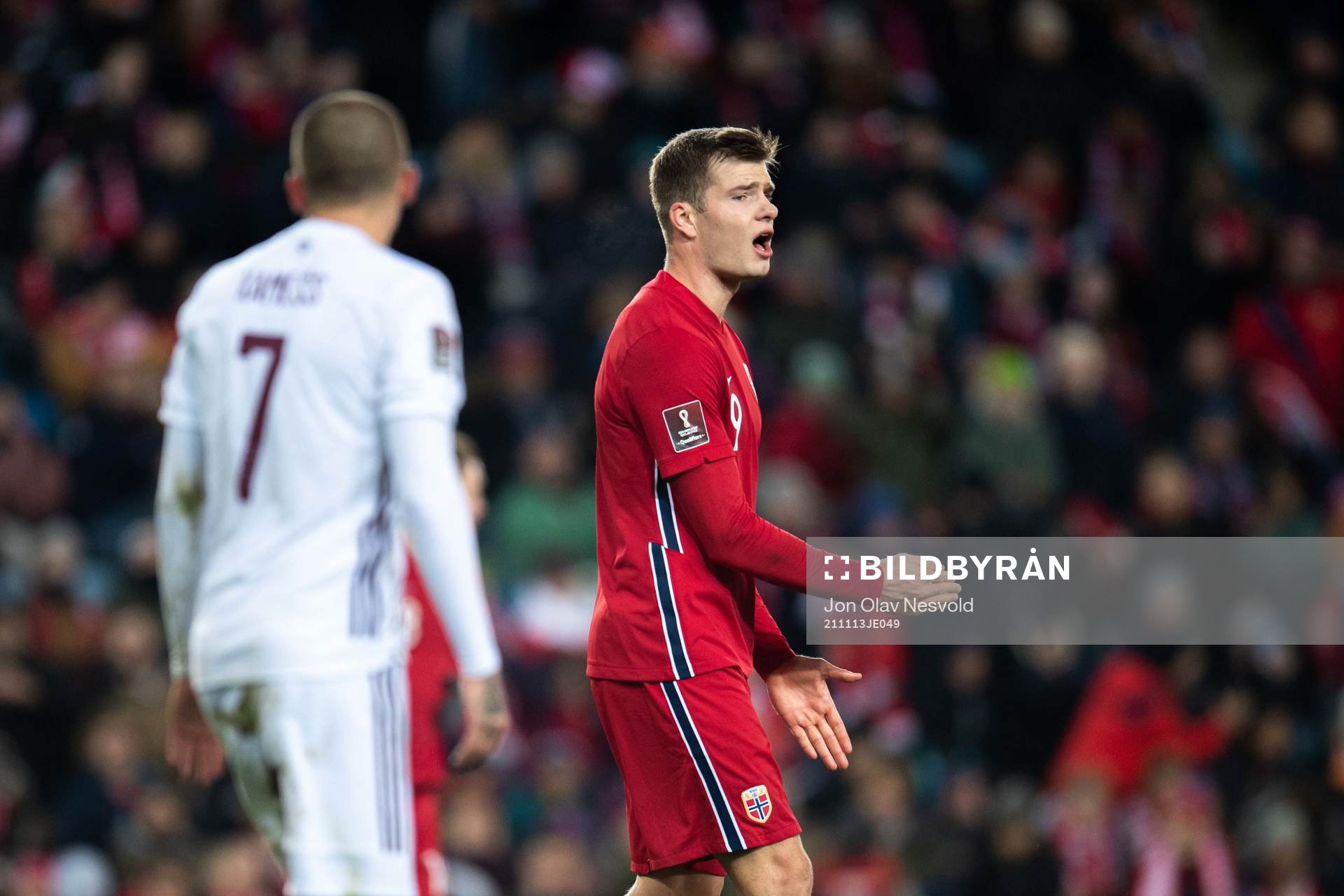 Alexander Sørloth of Norway looks dejected