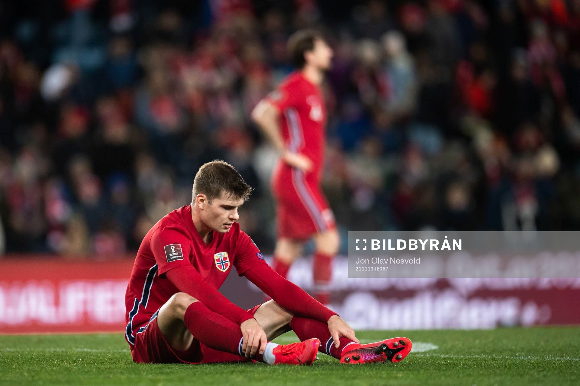 Alexander Sørloth of Norway looks dejected
