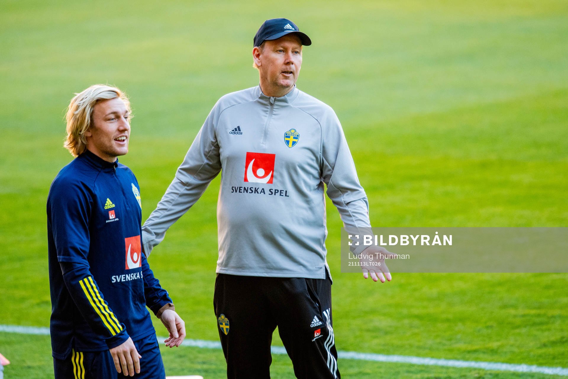Emil Forsberg and assistant coach Peter Wettergren of the