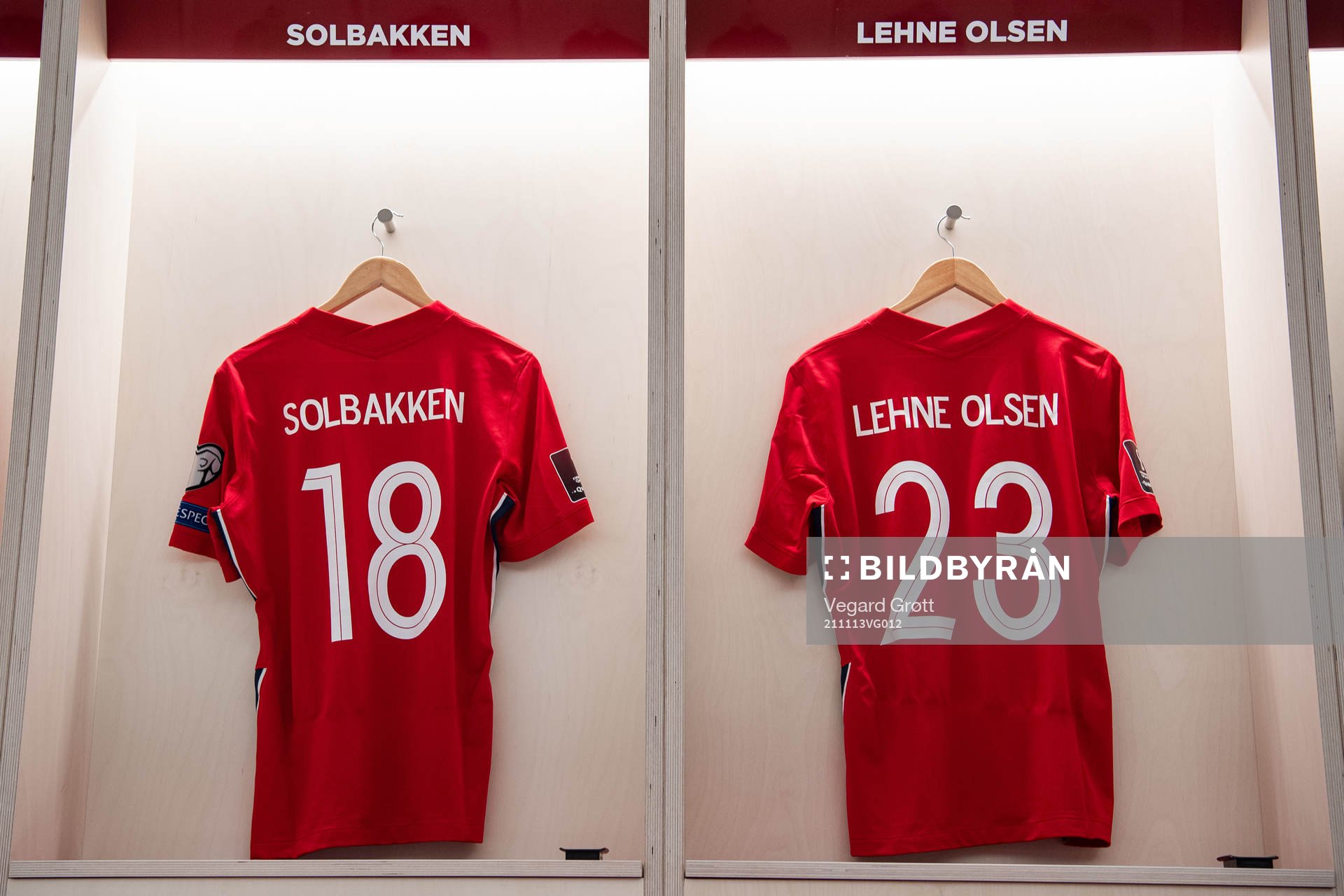 The kits of Ola Solbakken and Thomas Lehne Olsen of Norway