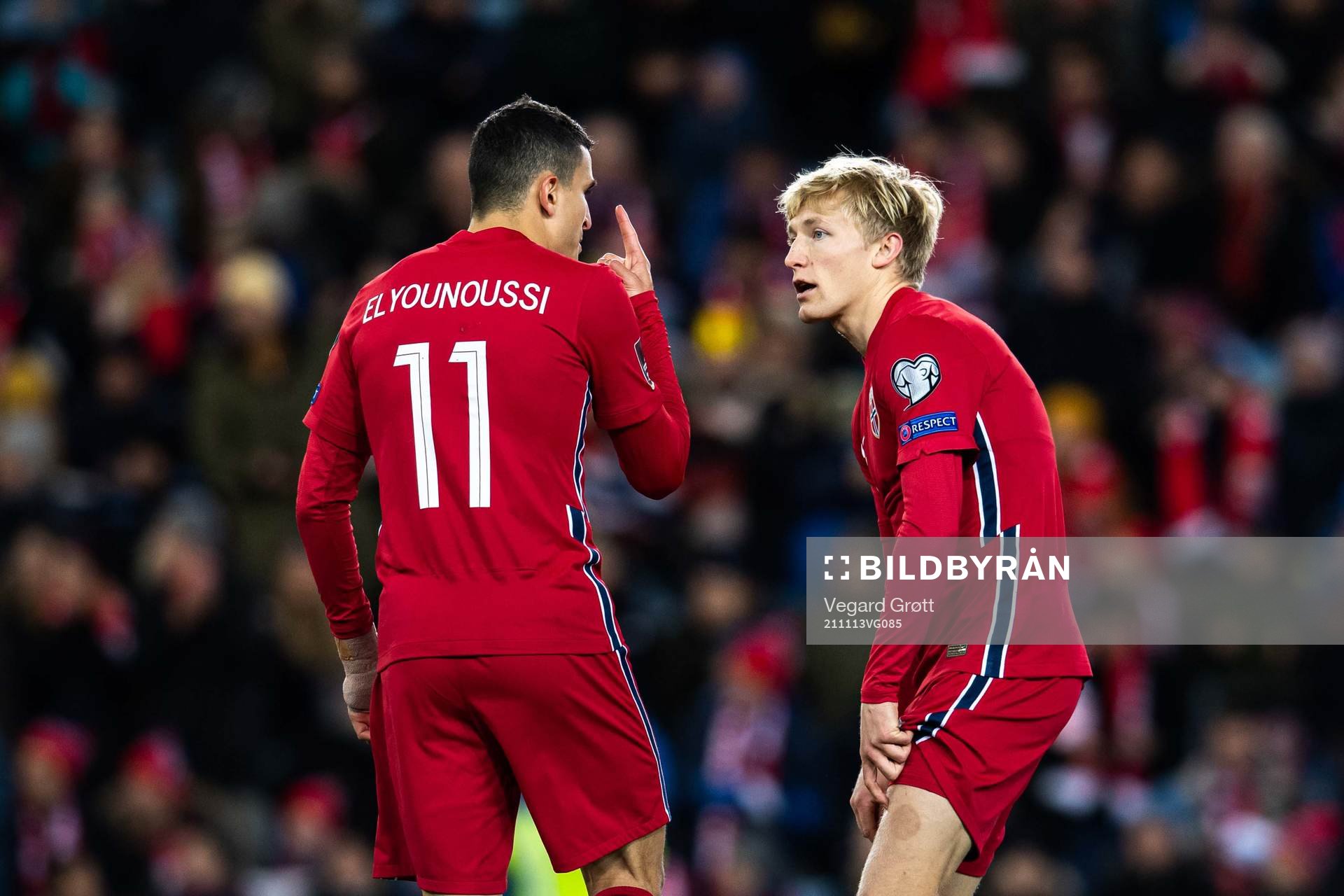 Mohamed Elyounoussi and Birger Meling of Norway