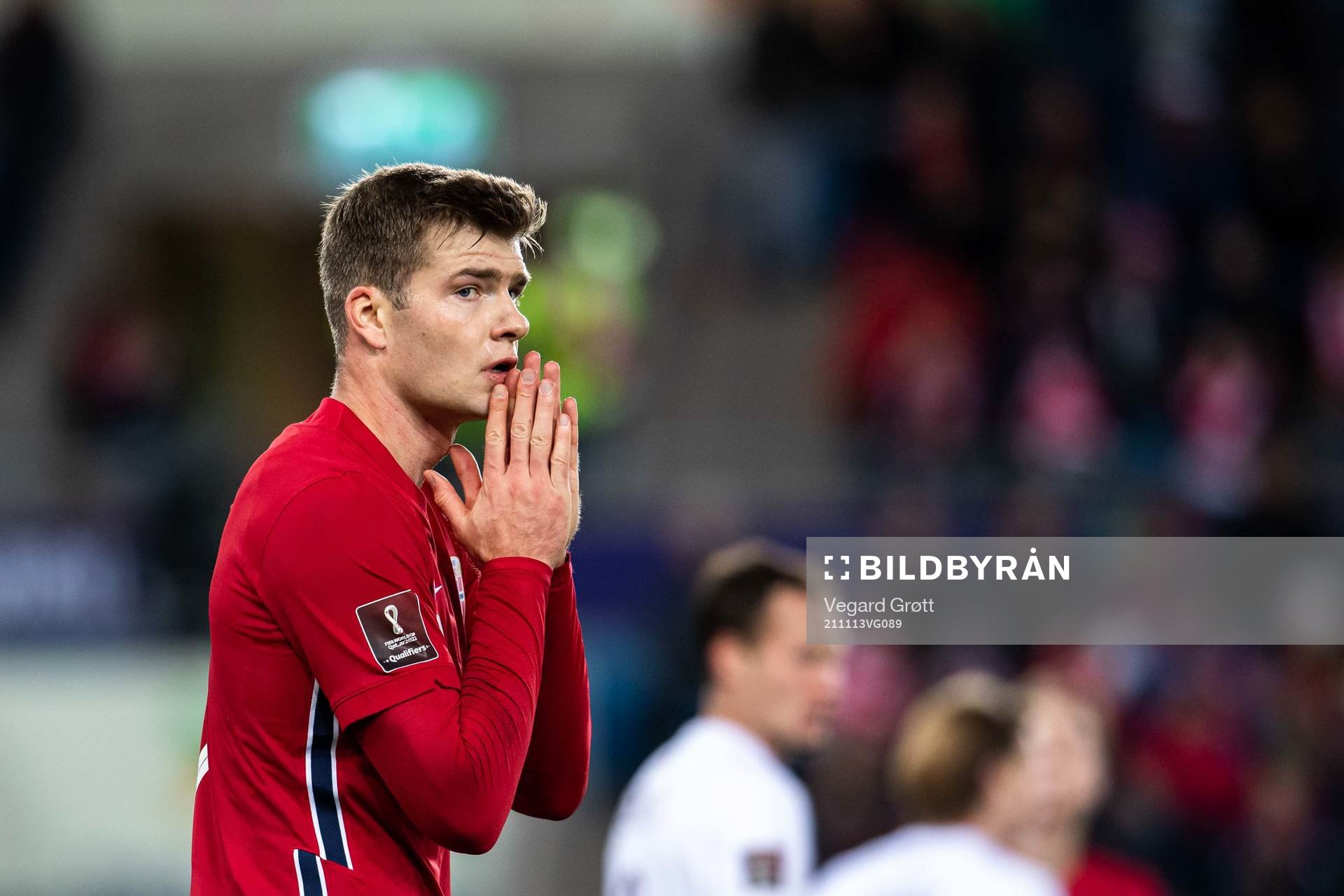 Alexander Sørloth of Norway reacts