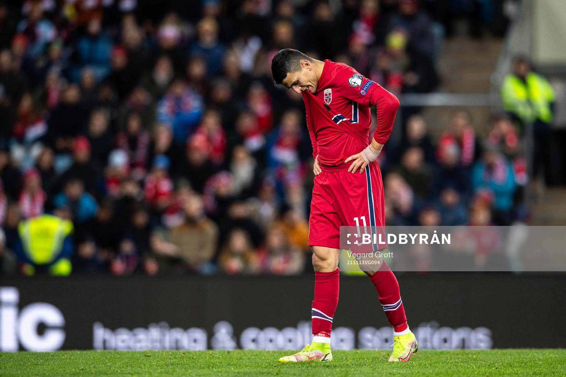 Mohamed Elyounoussi of Norway looks dejected