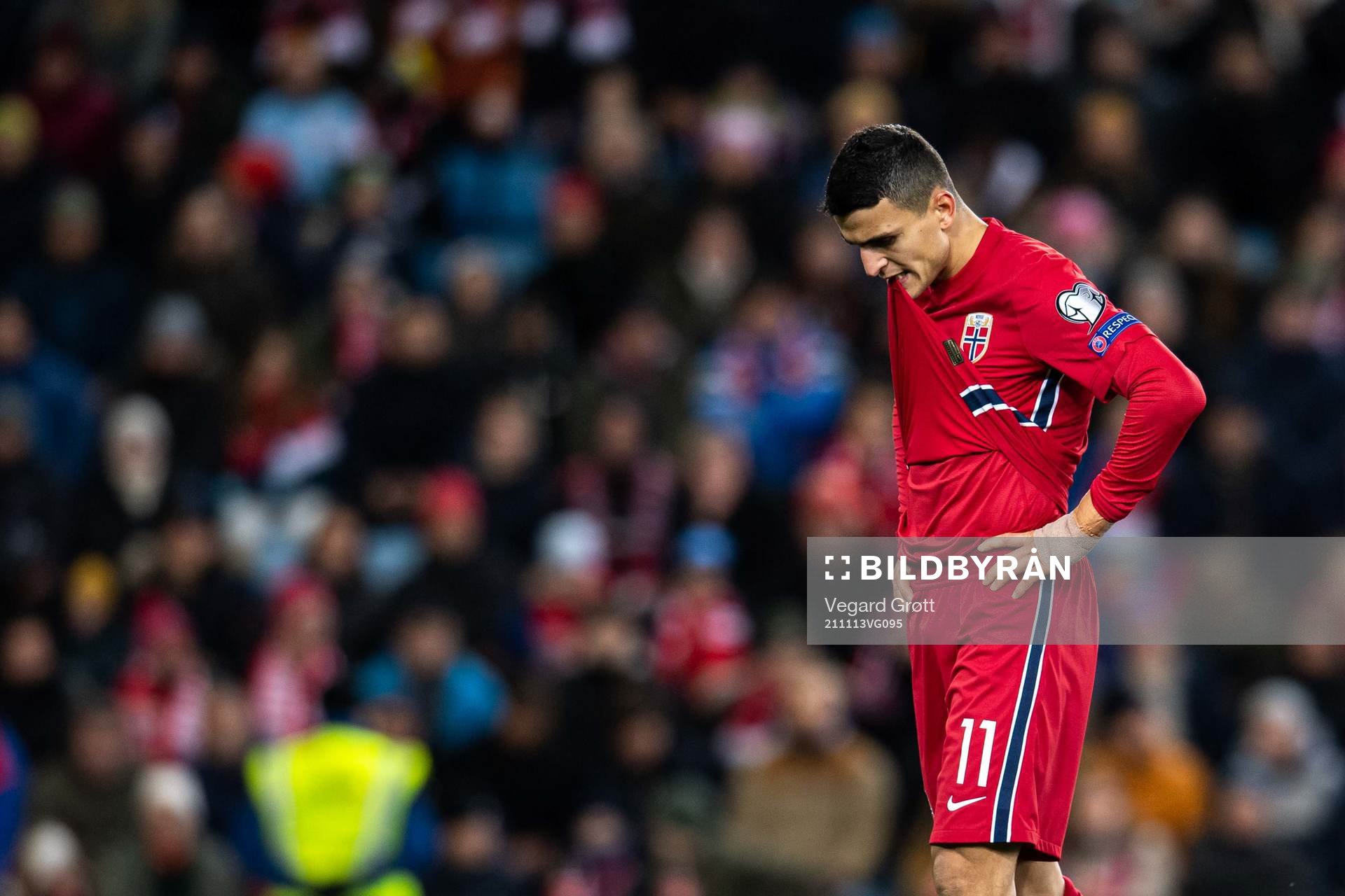 Mohamed Elyounoussi of Norway looks dejected