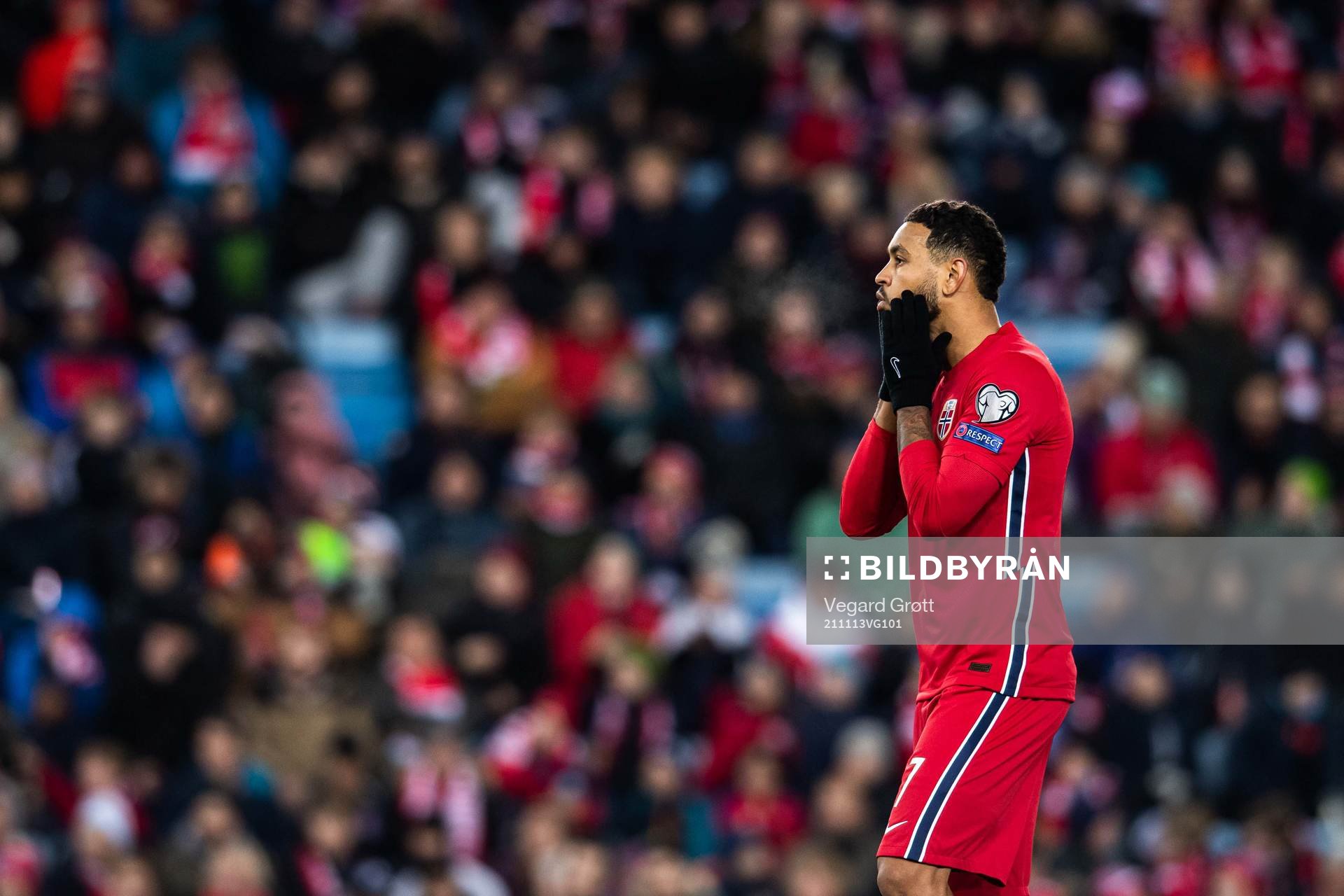Joshua King of Norway looks dejected