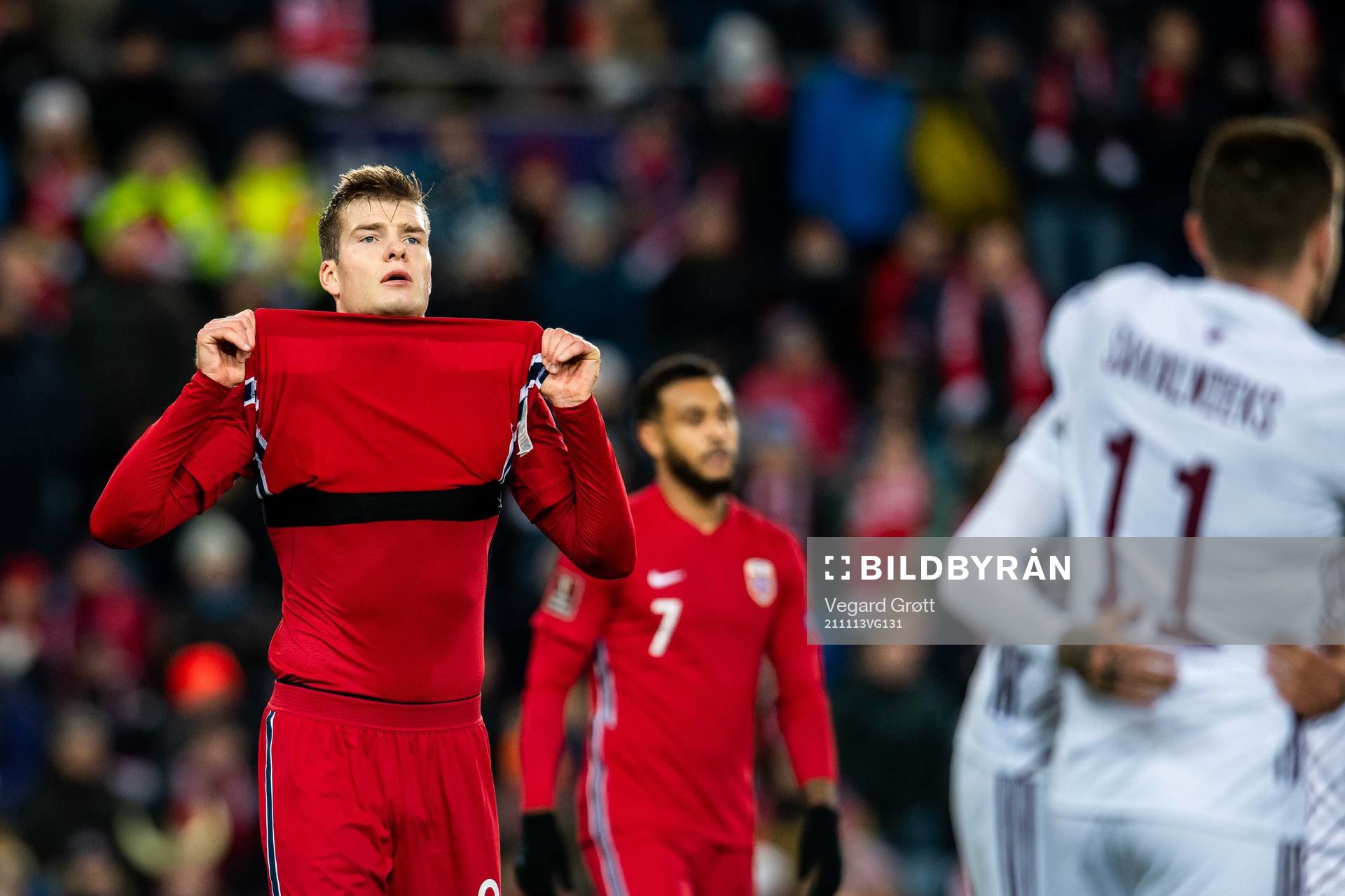 Alexander Sørloth of Norway looks dejected