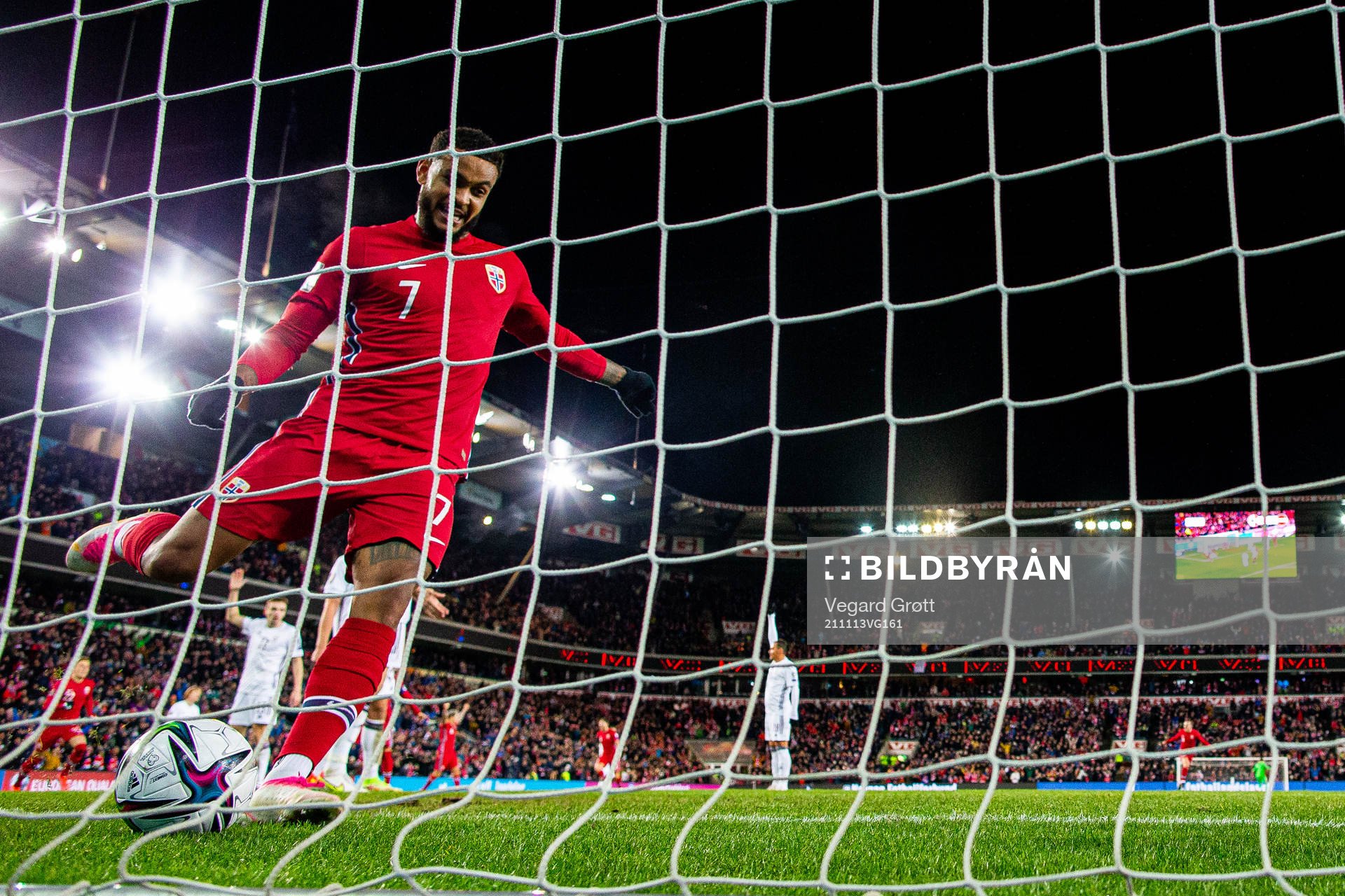 Joshua King of Norway reacts