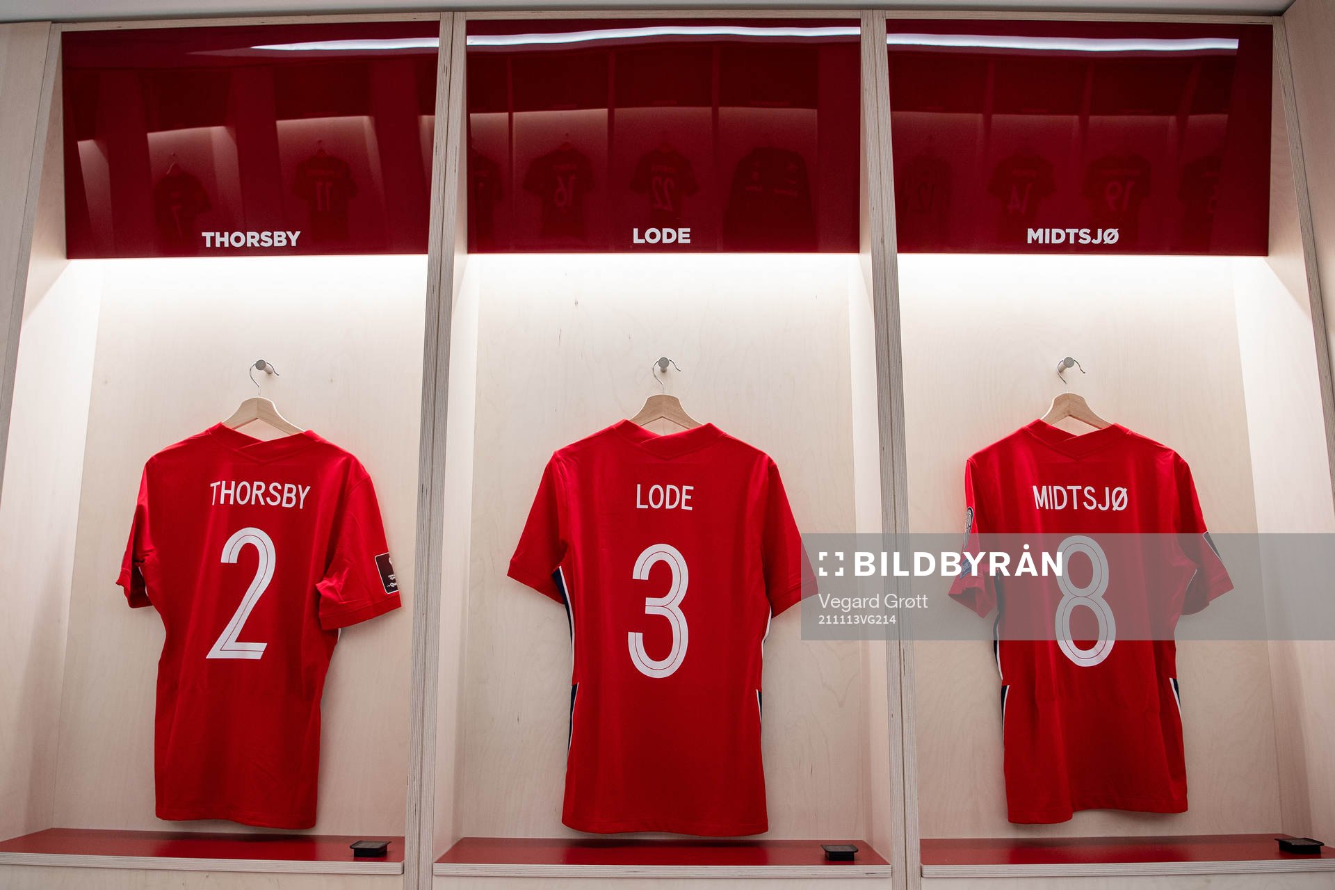 The kits of Morten Thorsby, Marius Lode and Fredrik