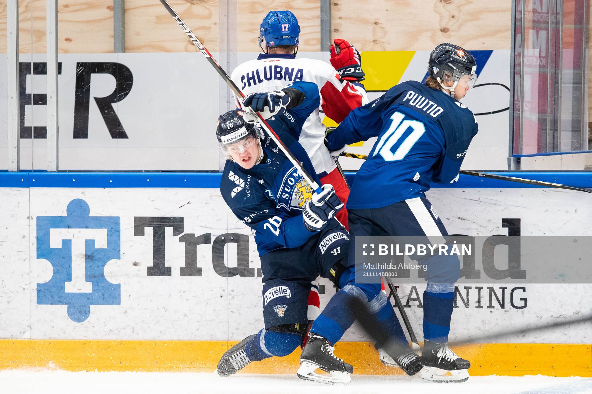 Eetu Liukas and Kasper Puutio of Finland and Tomas Chlubna